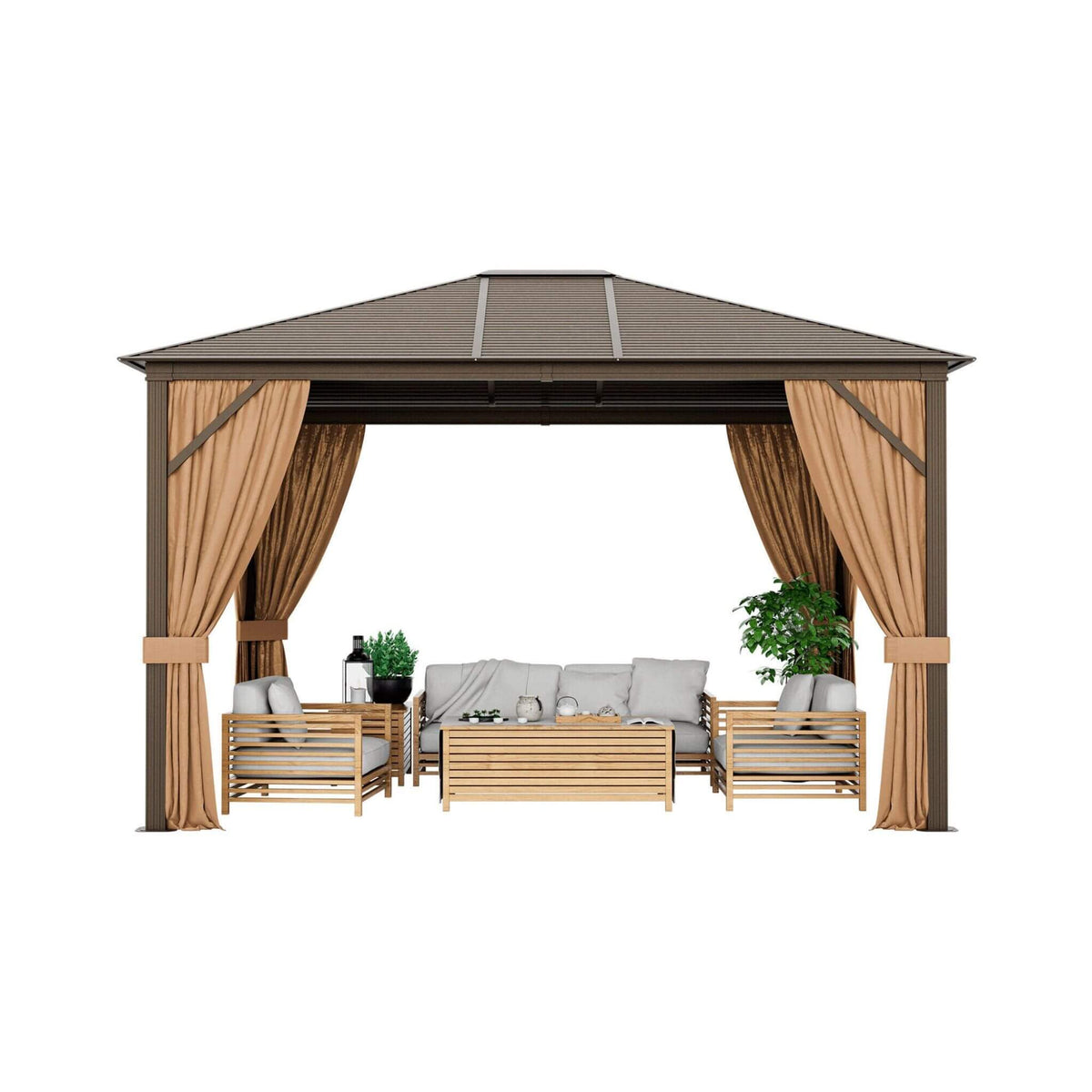 10x12ft Hardtop Patio Gazebo with Galvanized Steel Top & Aluminum Frame