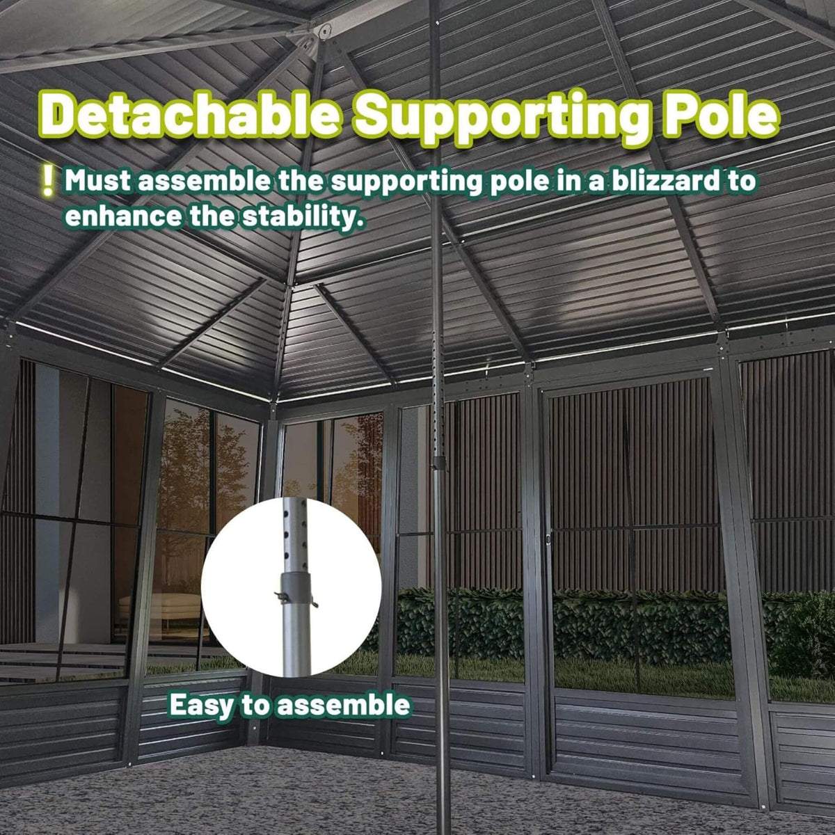 11x14ft Aluminum Hardtop Gazebo Sunroom with Sliding Doors & PVC Screens