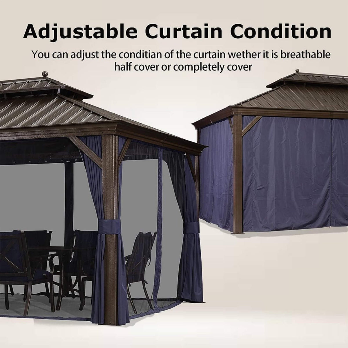 12x20ft Heavy-Duty Hardtop Gazebo with Netting & Curtains