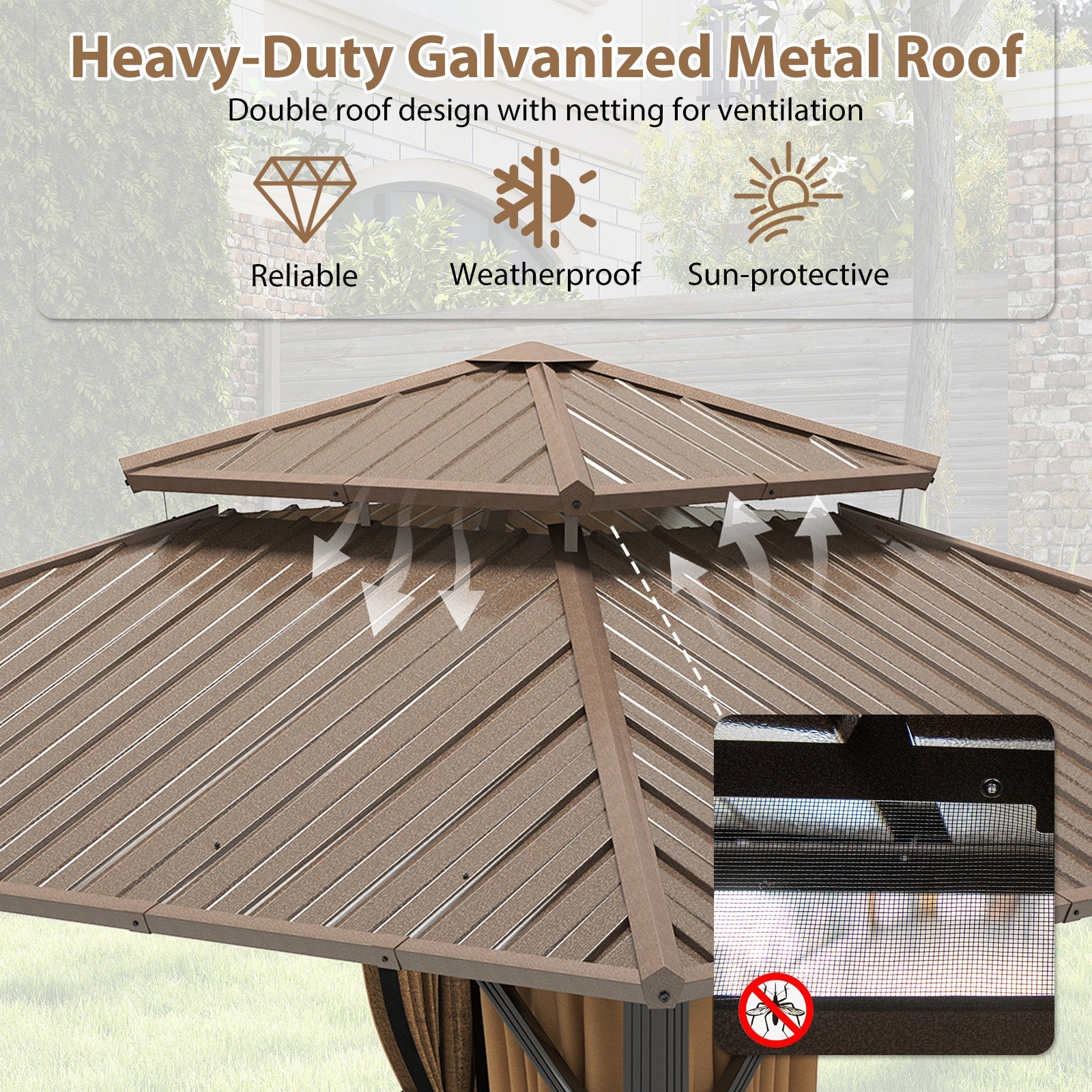 Double-Roof Galvanized Metal Gazebo