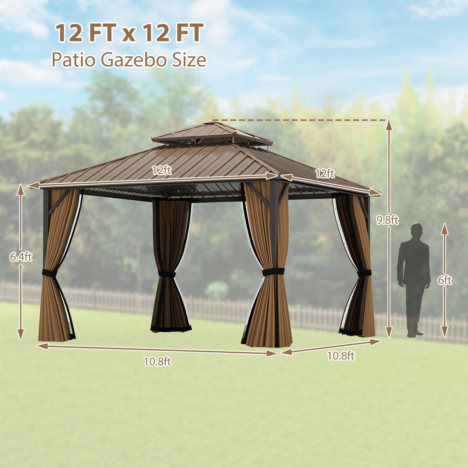 Double-Roof Galvanized Metal Gazebo