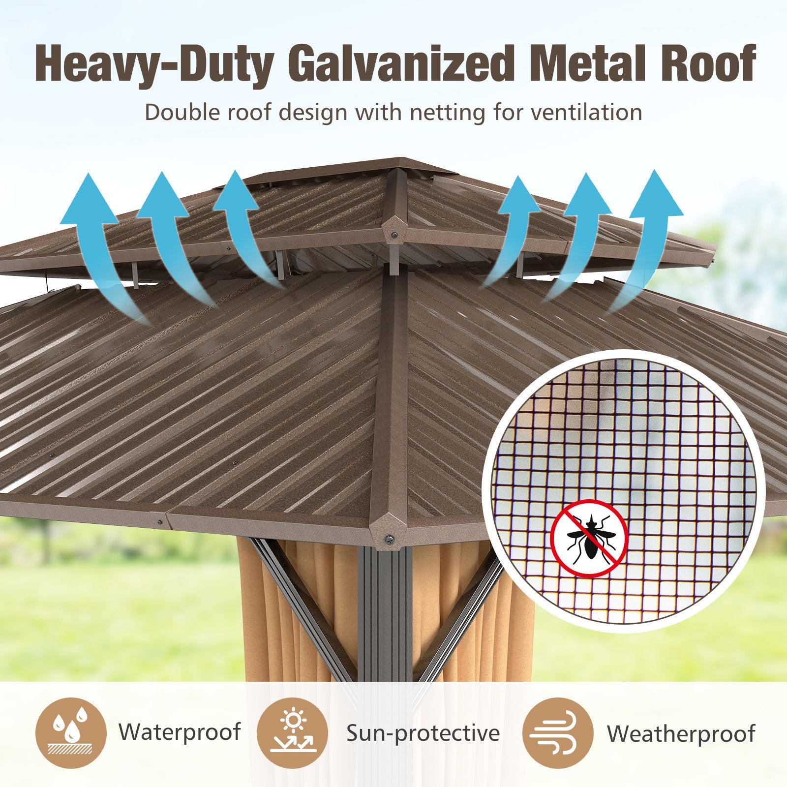 Double-Roof Galvanized Metal Gazebo