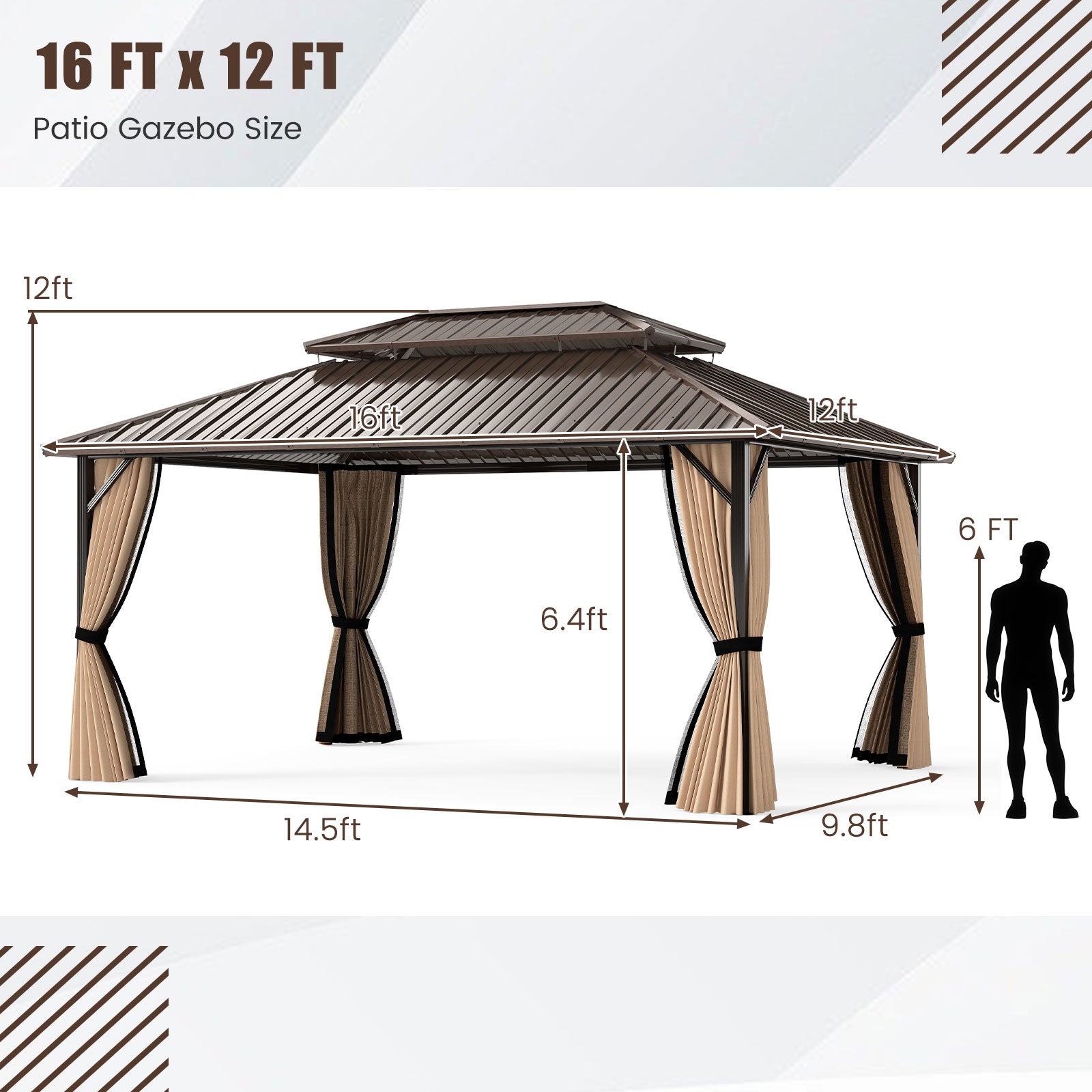 Double-Roof Galvanized Metal Gazebo