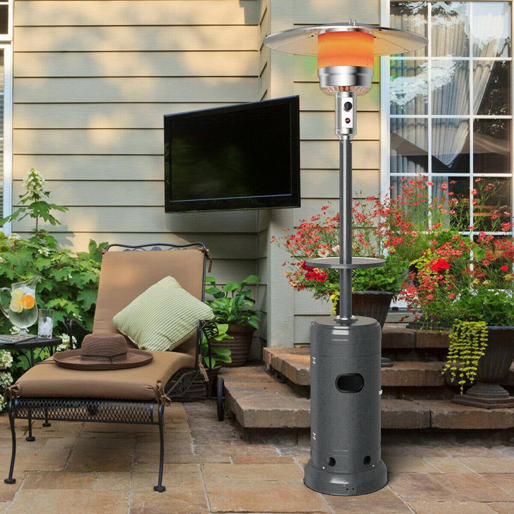87 In. Tall 48,000 BTU Grey Patio Propane Heater with Cover and Table
