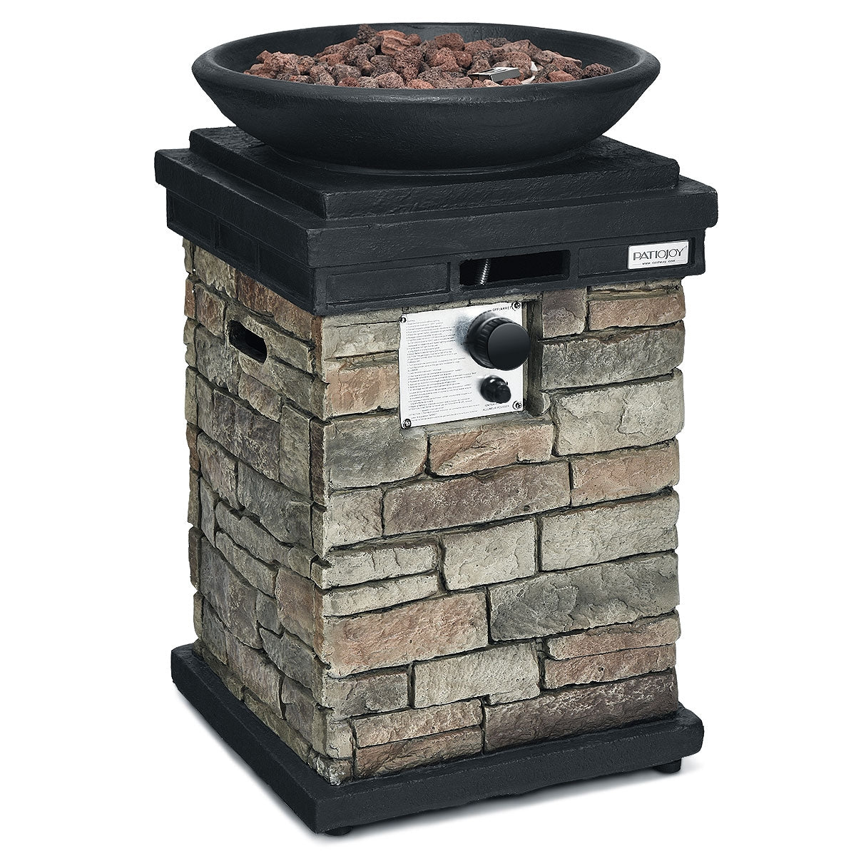 Propane Fire Pit Table – Stacked Stone Look, 40,000 BTU