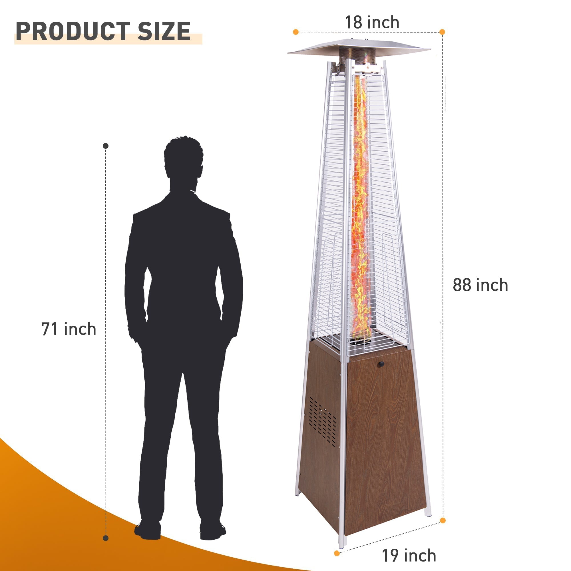 48,000 BTU Stainless Steel Propane Patio Heater