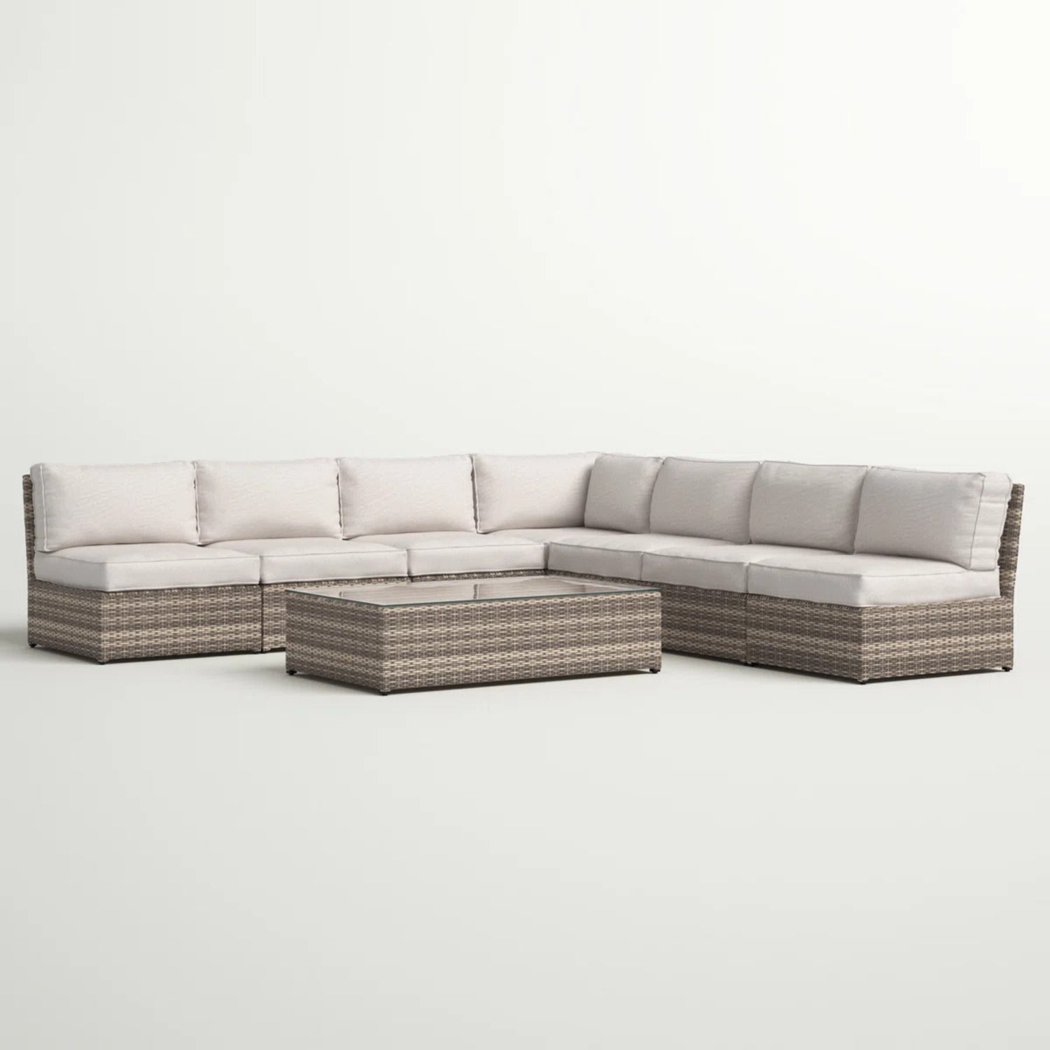 6-Piece Wicker Patio Seating Group – Mixed Gray