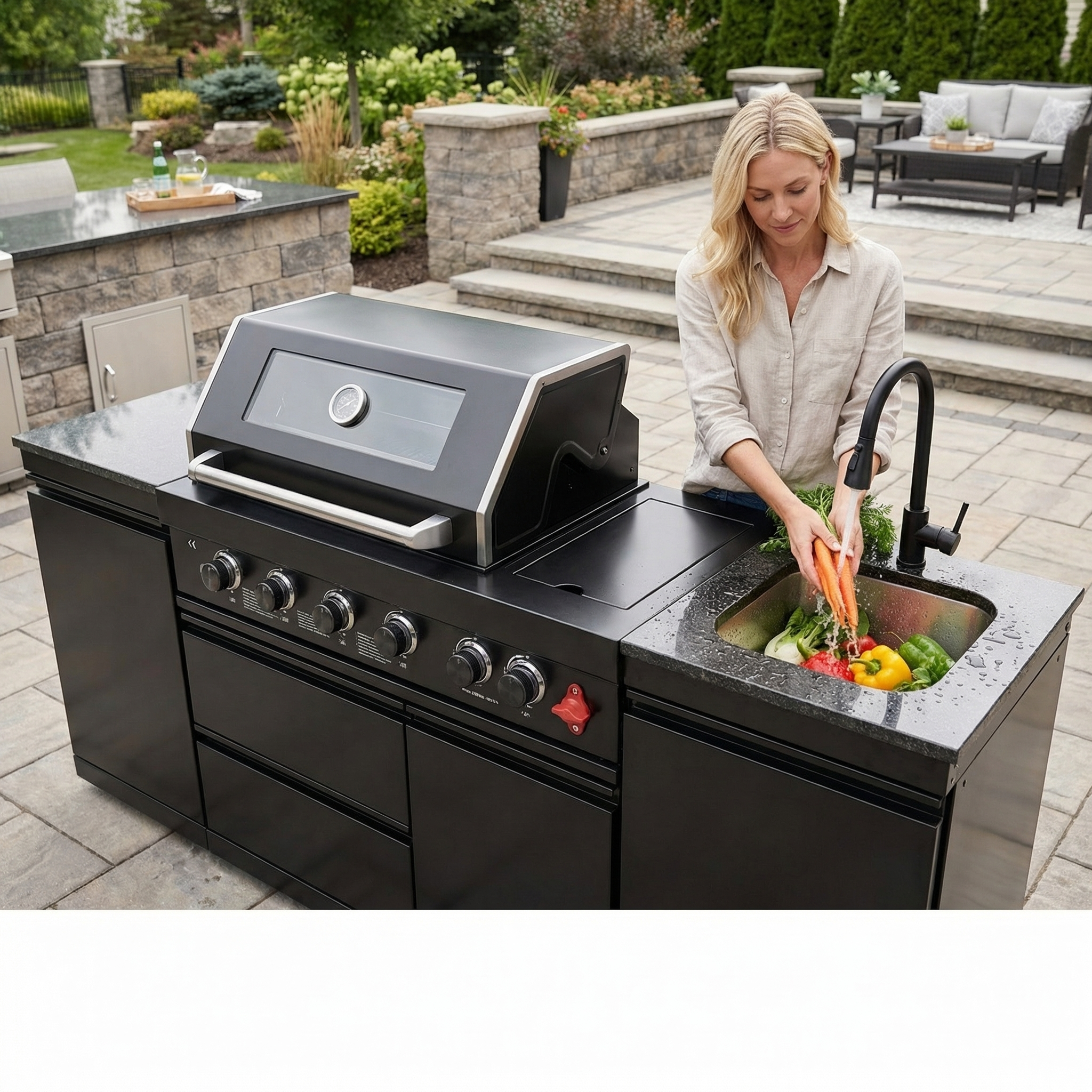 Title 84.7" Stainless Steel Outdoor Kitchen Grill