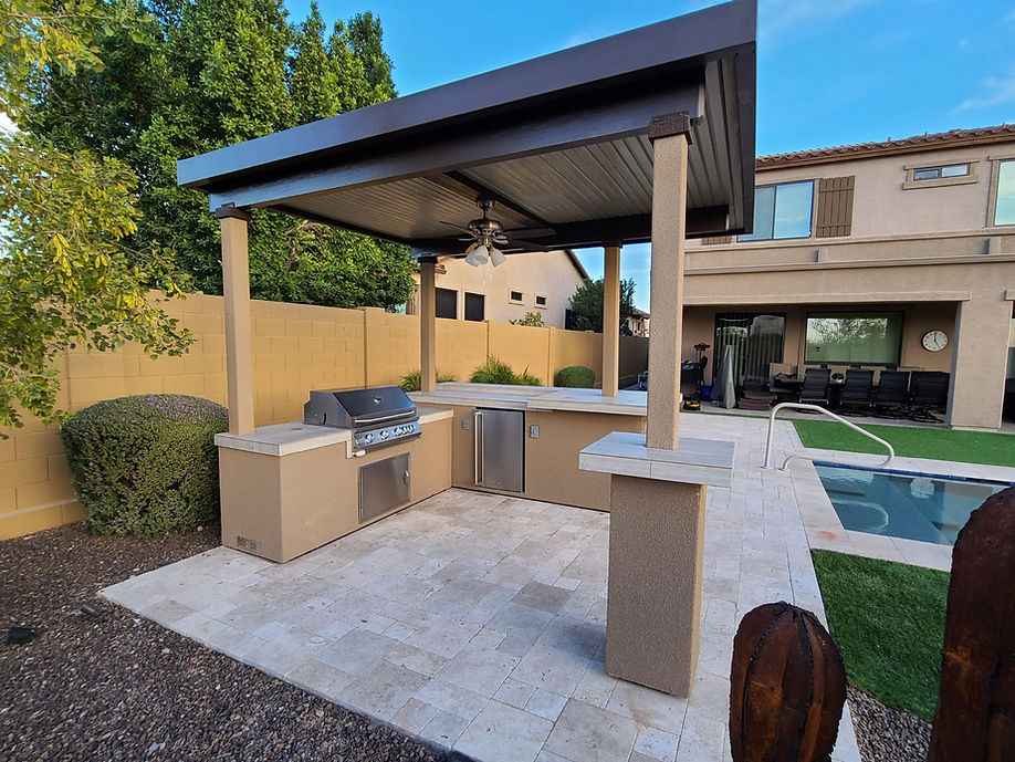 KoKoMo Outdoor Kitchen BBQ Island with 12'x12' Pergola