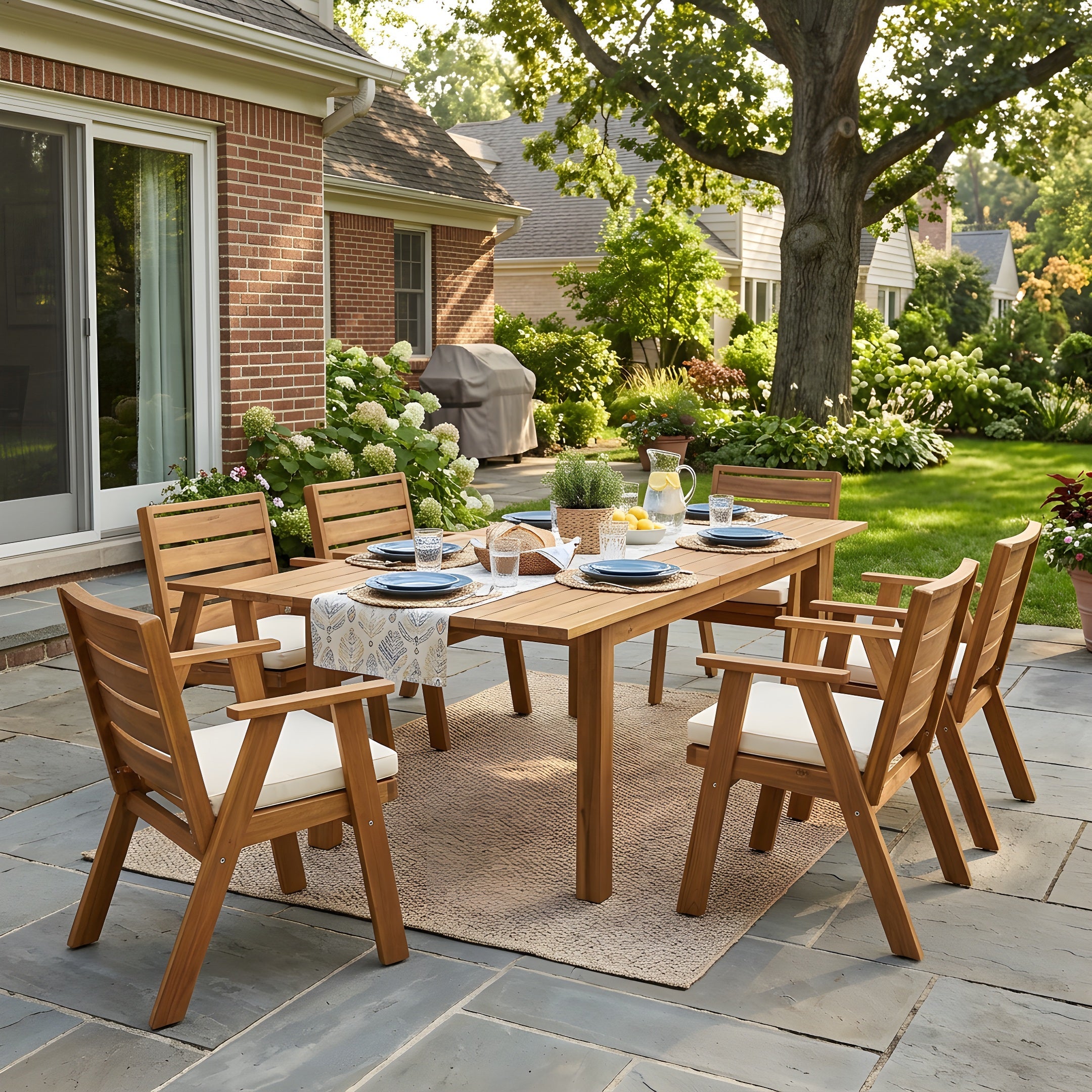 7-Piece Acacia Wood Outdoor Dining Set