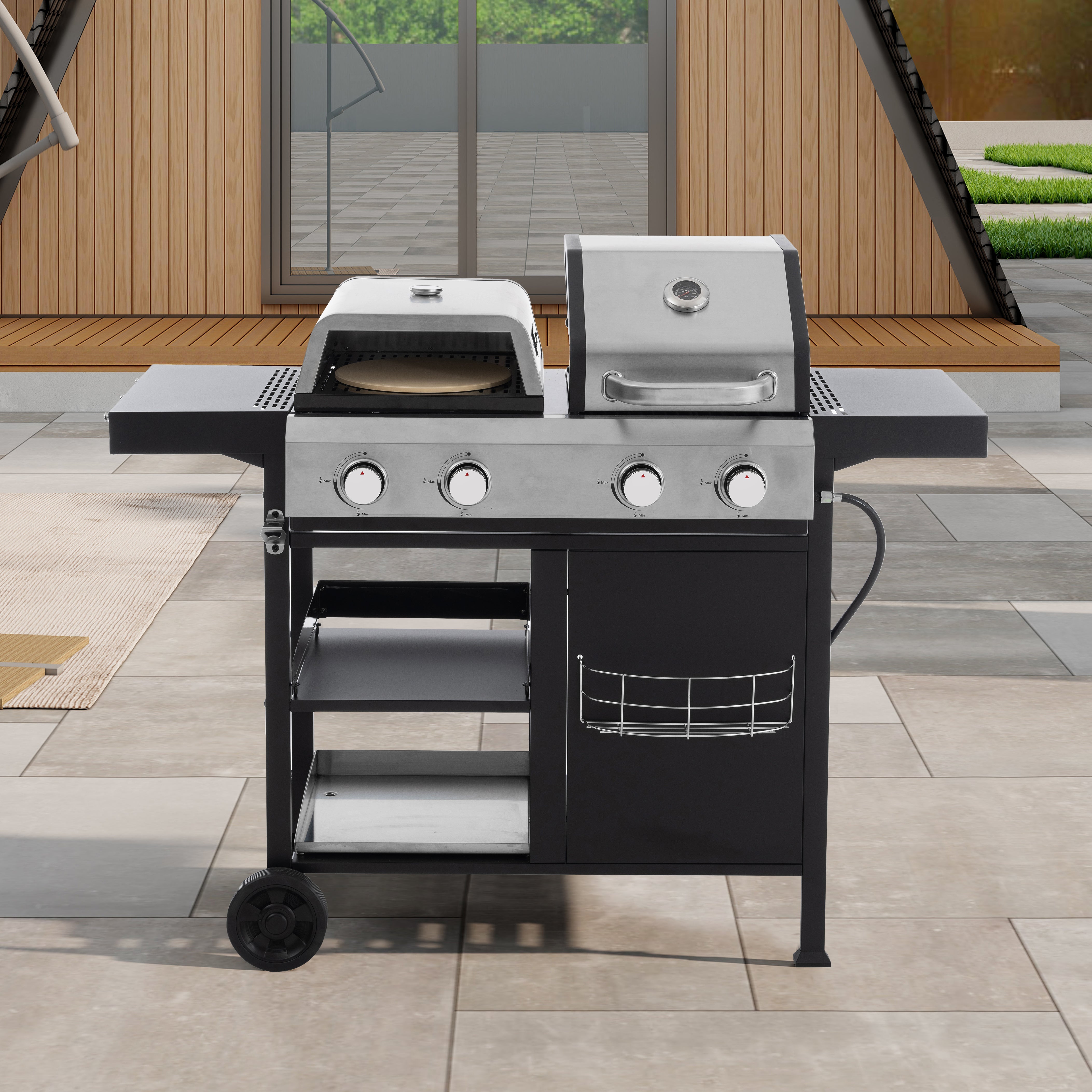2+2 Multi-Function Gas Grill and Griddle Combo with Cover