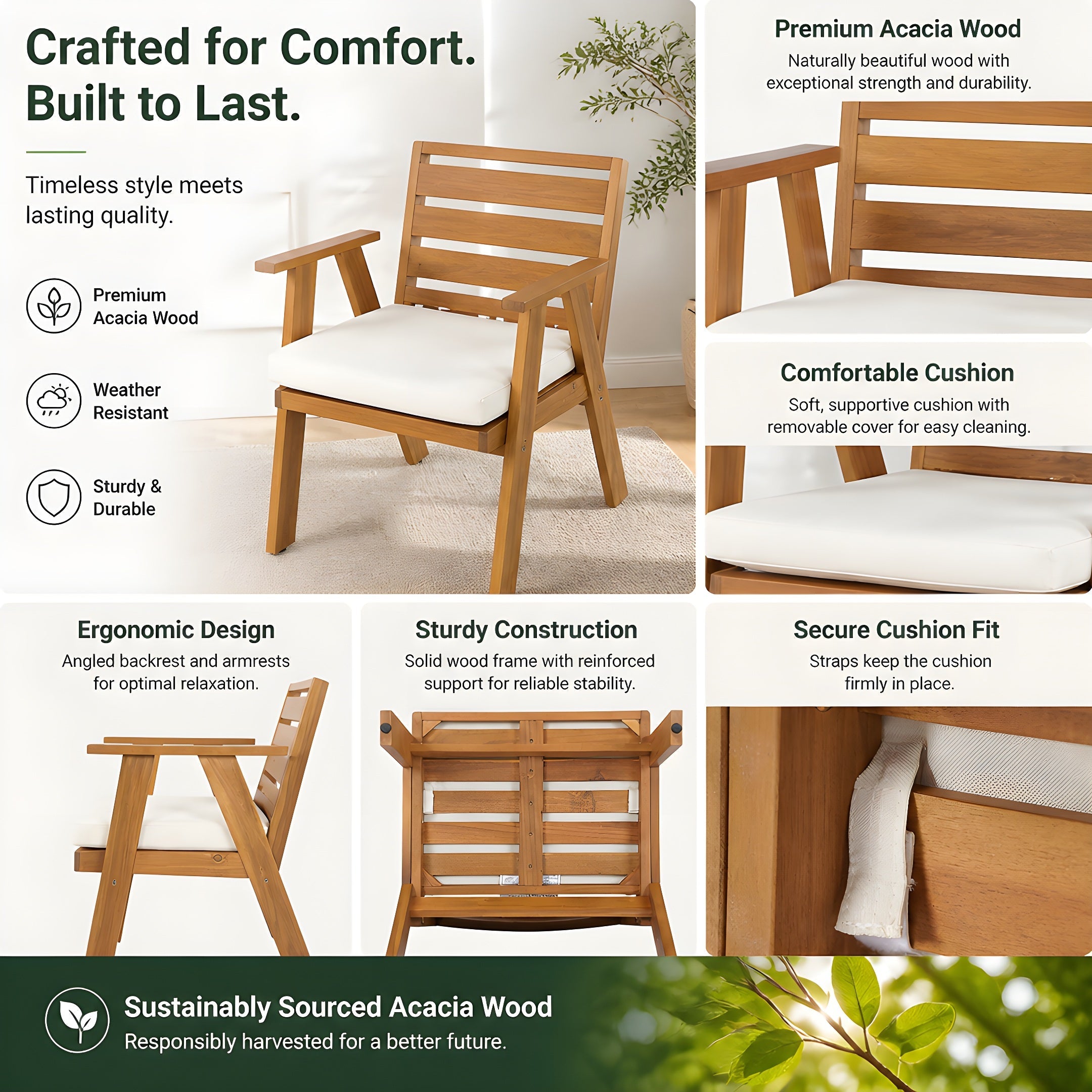 7-Piece Acacia Wood Outdoor Dining Set