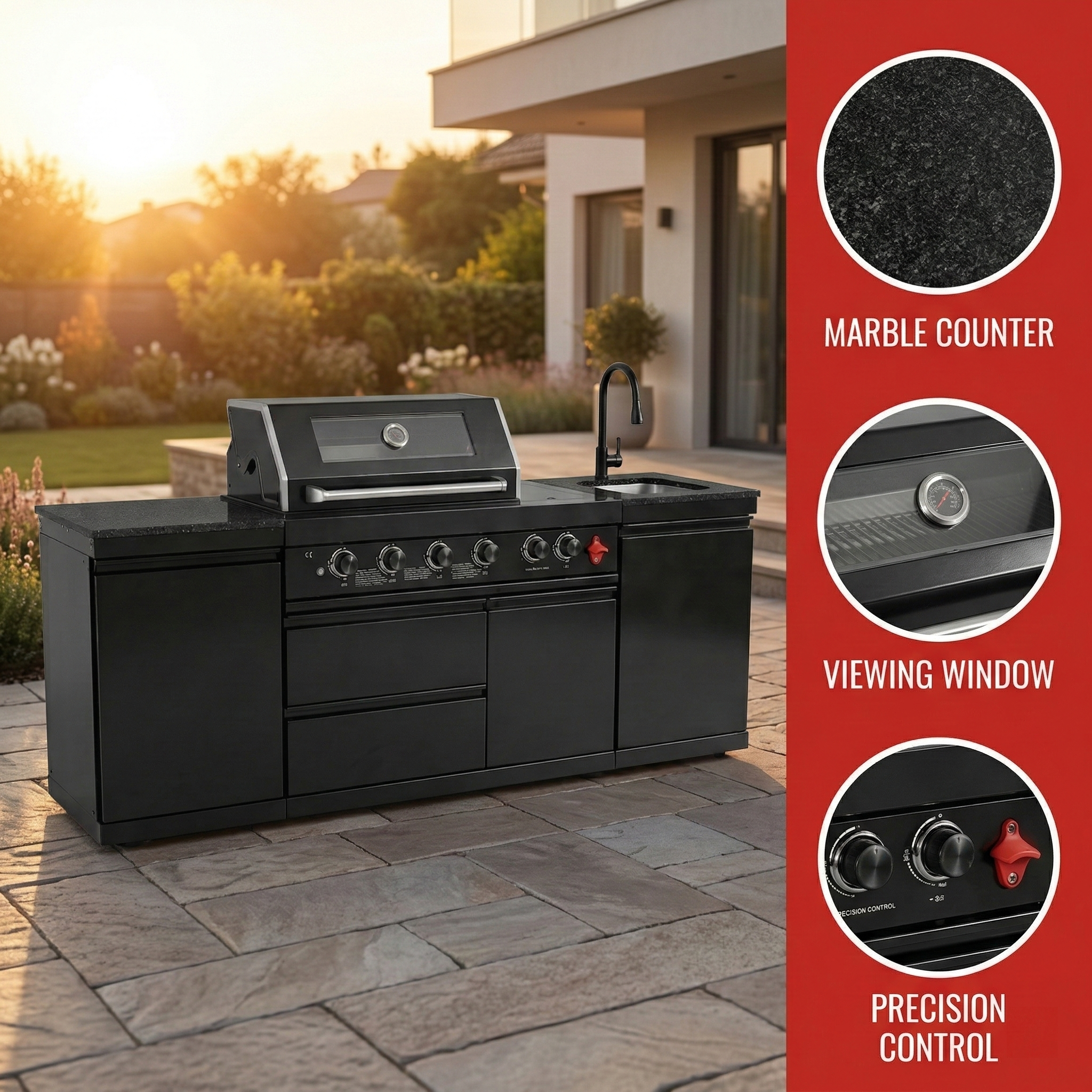 Title 84.7" Stainless Steel Outdoor Kitchen Grill