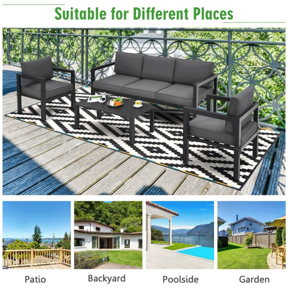 4-Piece Outdoor Patio Furniture Set for Backyard & Poolside