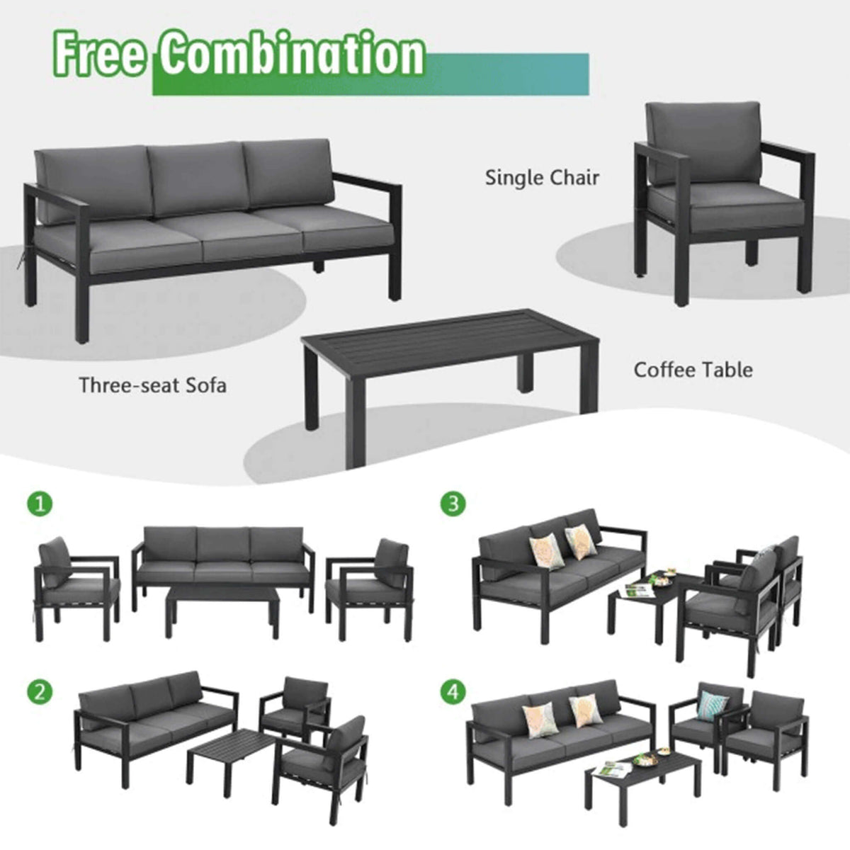 4-Piece Outdoor Patio Furniture Set for Backyard & Poolside