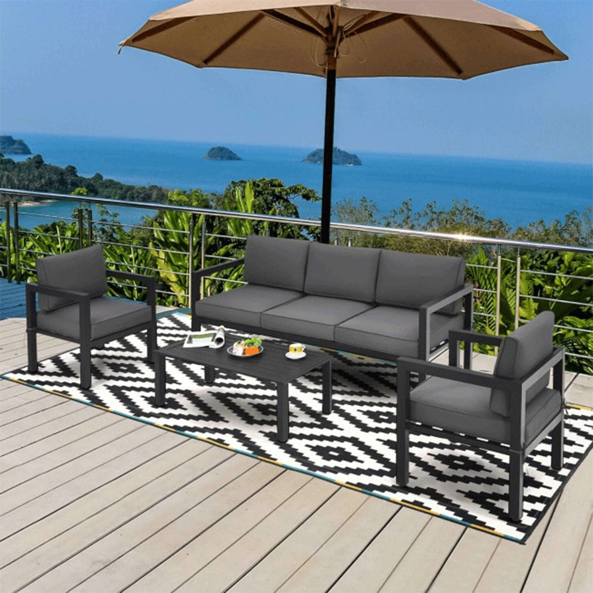 4-Piece Outdoor Patio Furniture Set for Backyard & Poolside