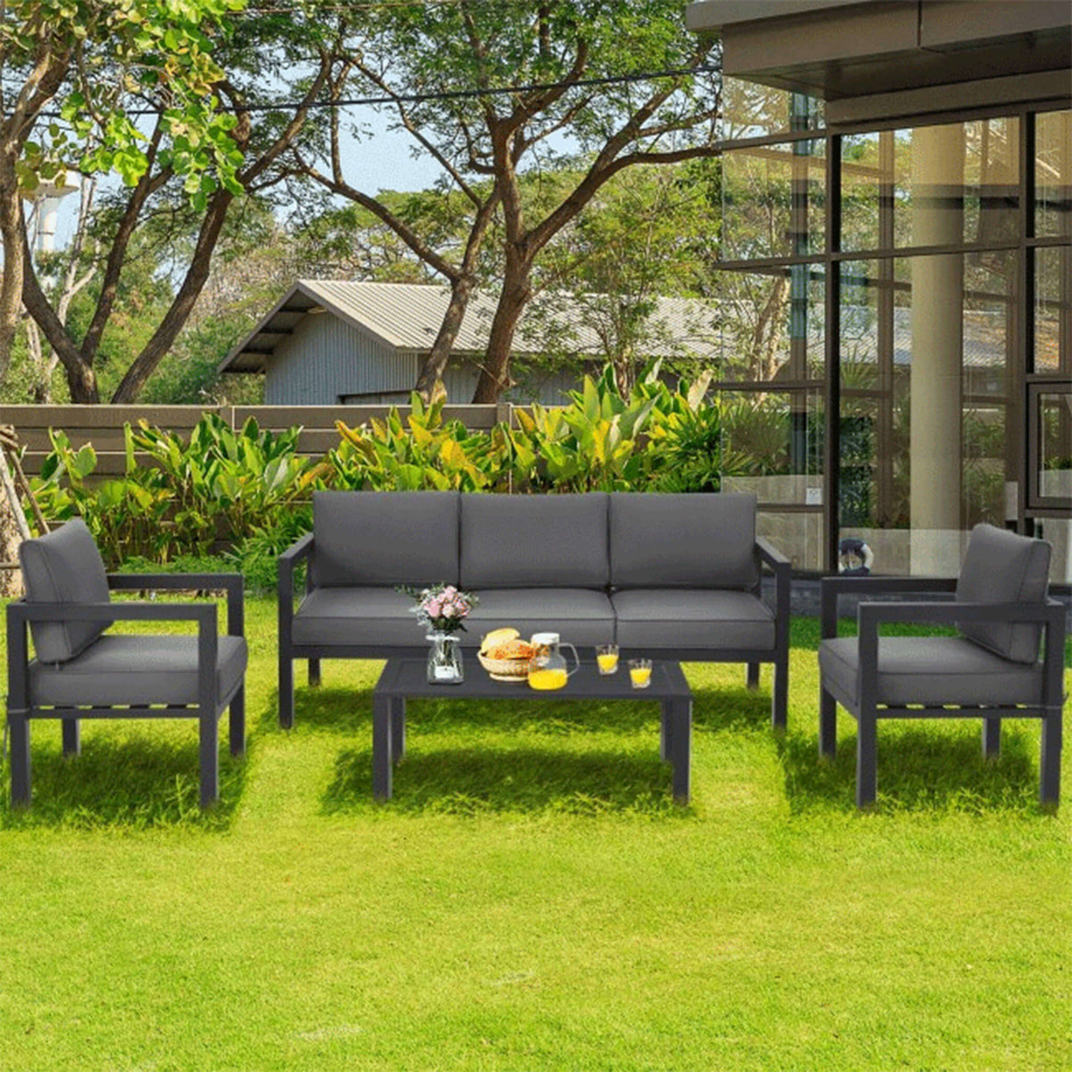 4-Piece Outdoor Patio Furniture Set for Backyard & Poolside