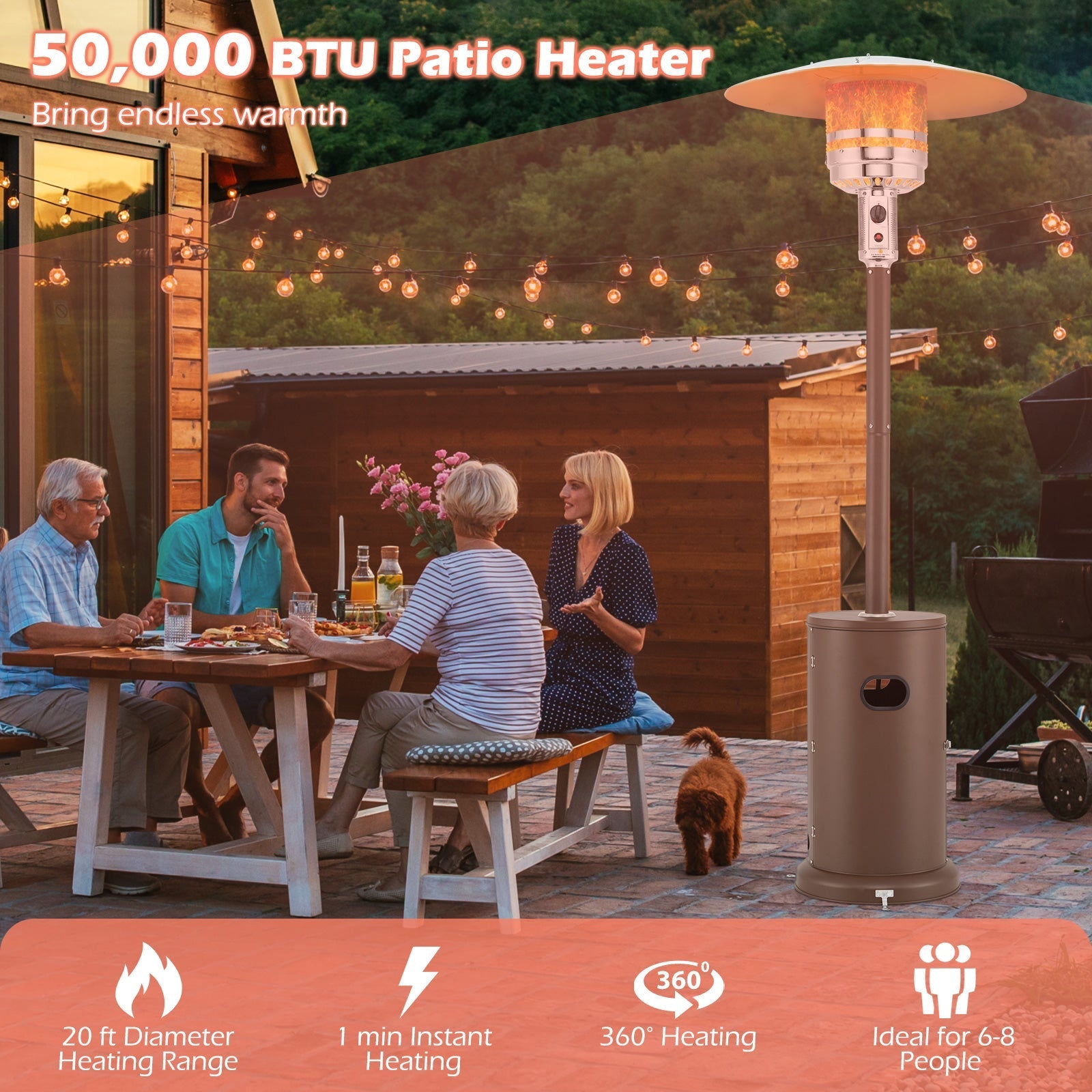 DirectDeals 50,000 BTU Propane Patio Heater with Round Table