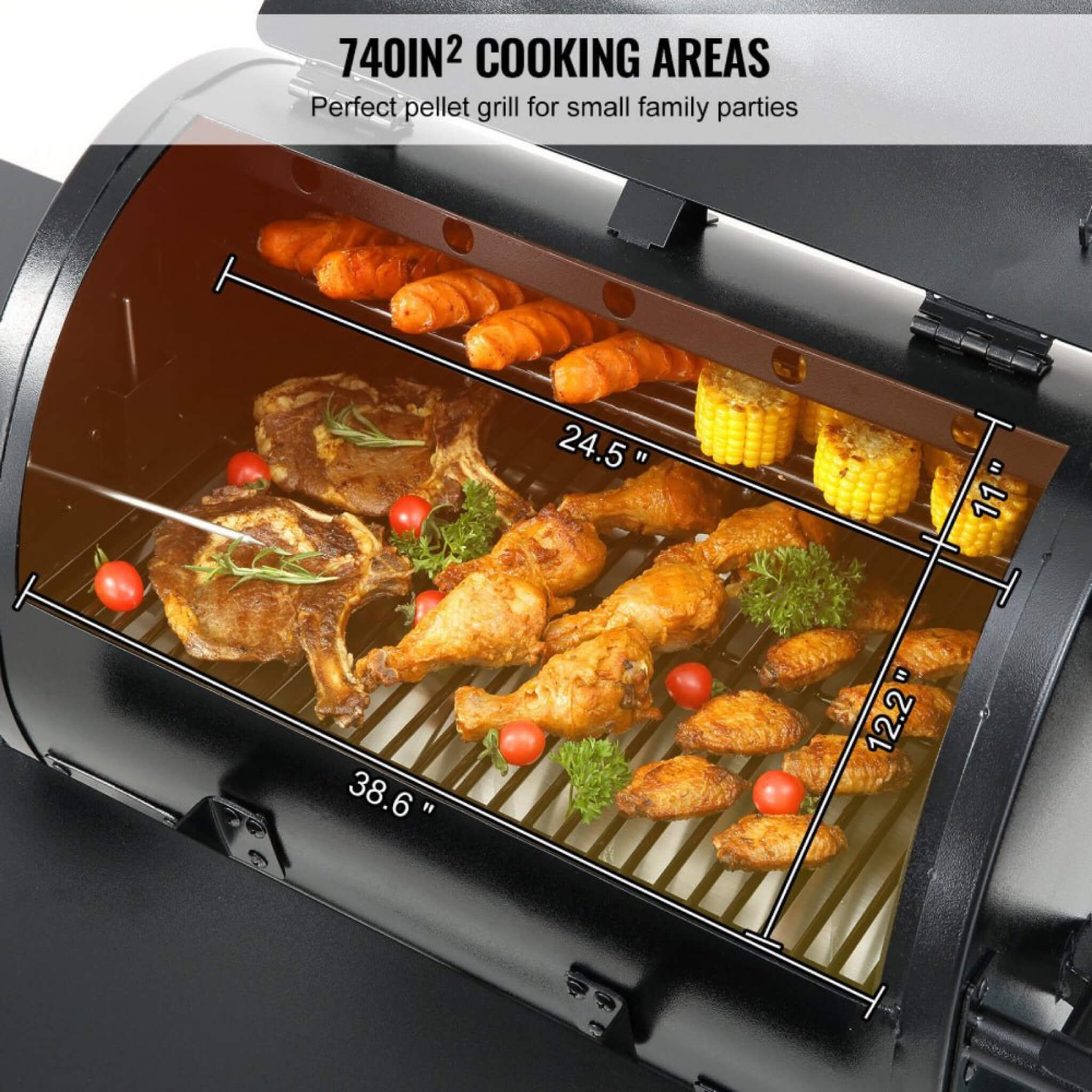Saksby 53" Heavy Duty Portable Wood Pellet BBQ Grill with Cart