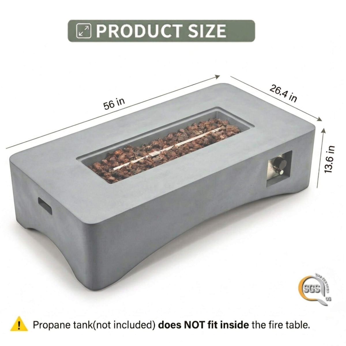 56-Inch 50,000 BTU Outdoor Modern Propane Fire Pit Table