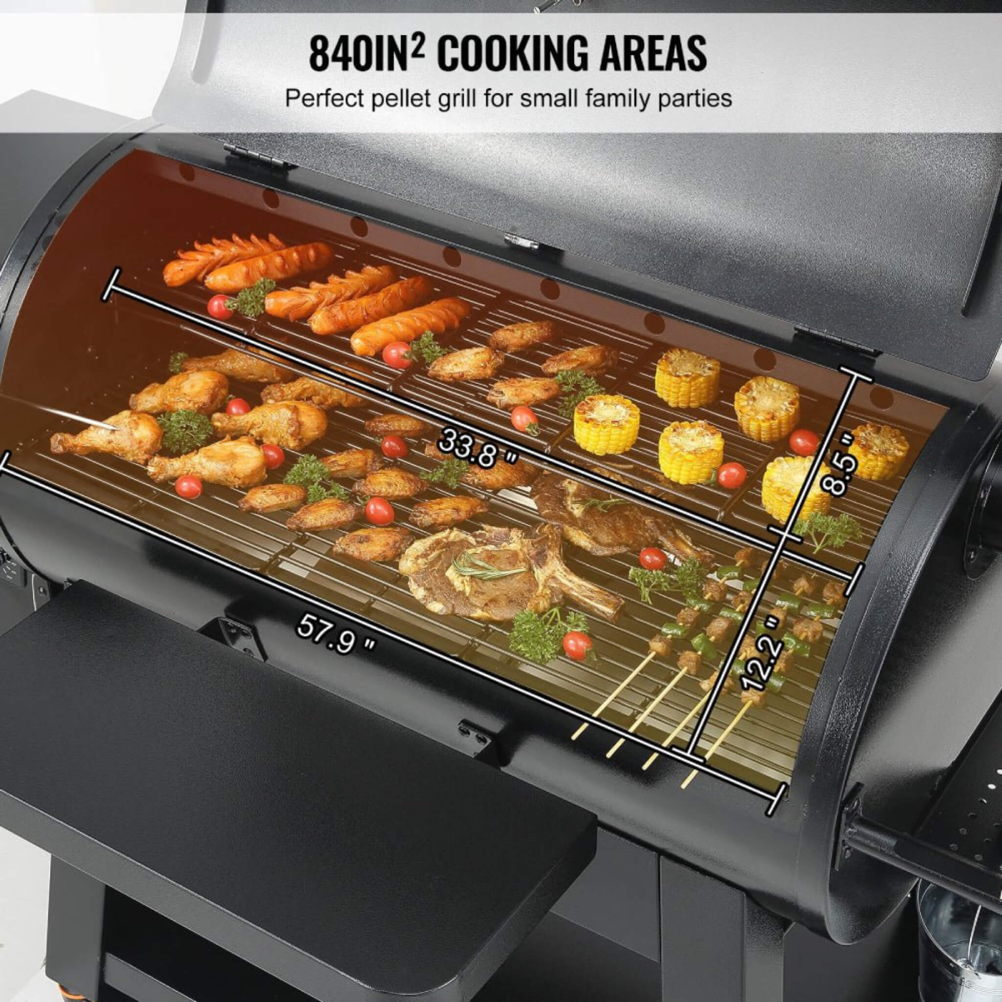 Saksby 62" Heavy Duty Portable Wood Pellet BBQ Grill with Cart