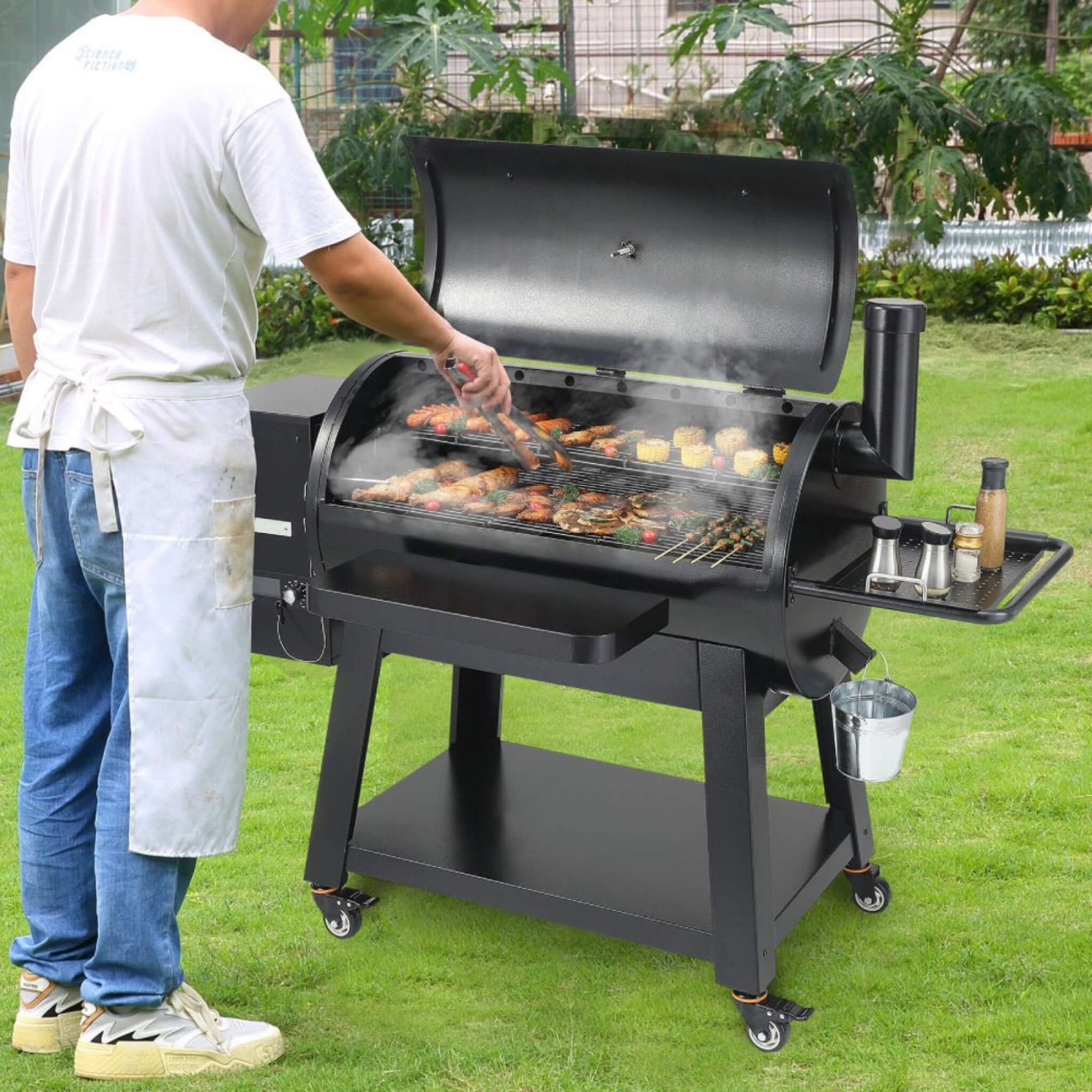 Saksby 62" Heavy Duty Portable Wood Pellet BBQ Grill with Cart
