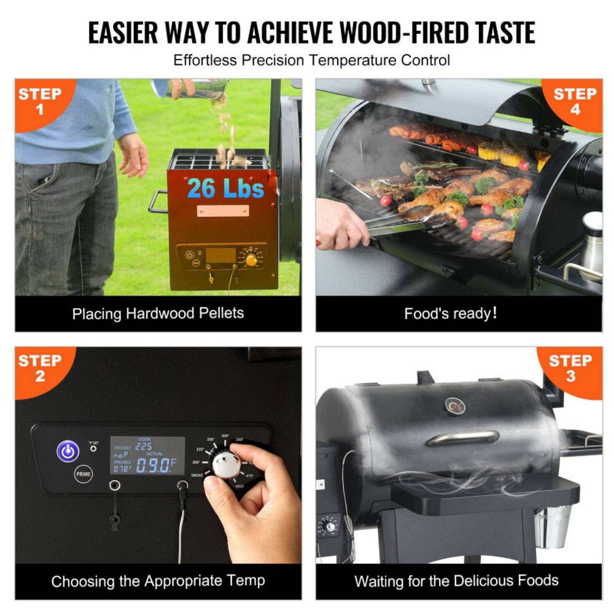 Saksby 62" Heavy Duty Portable Wood Pellet BBQ Grill with Cart