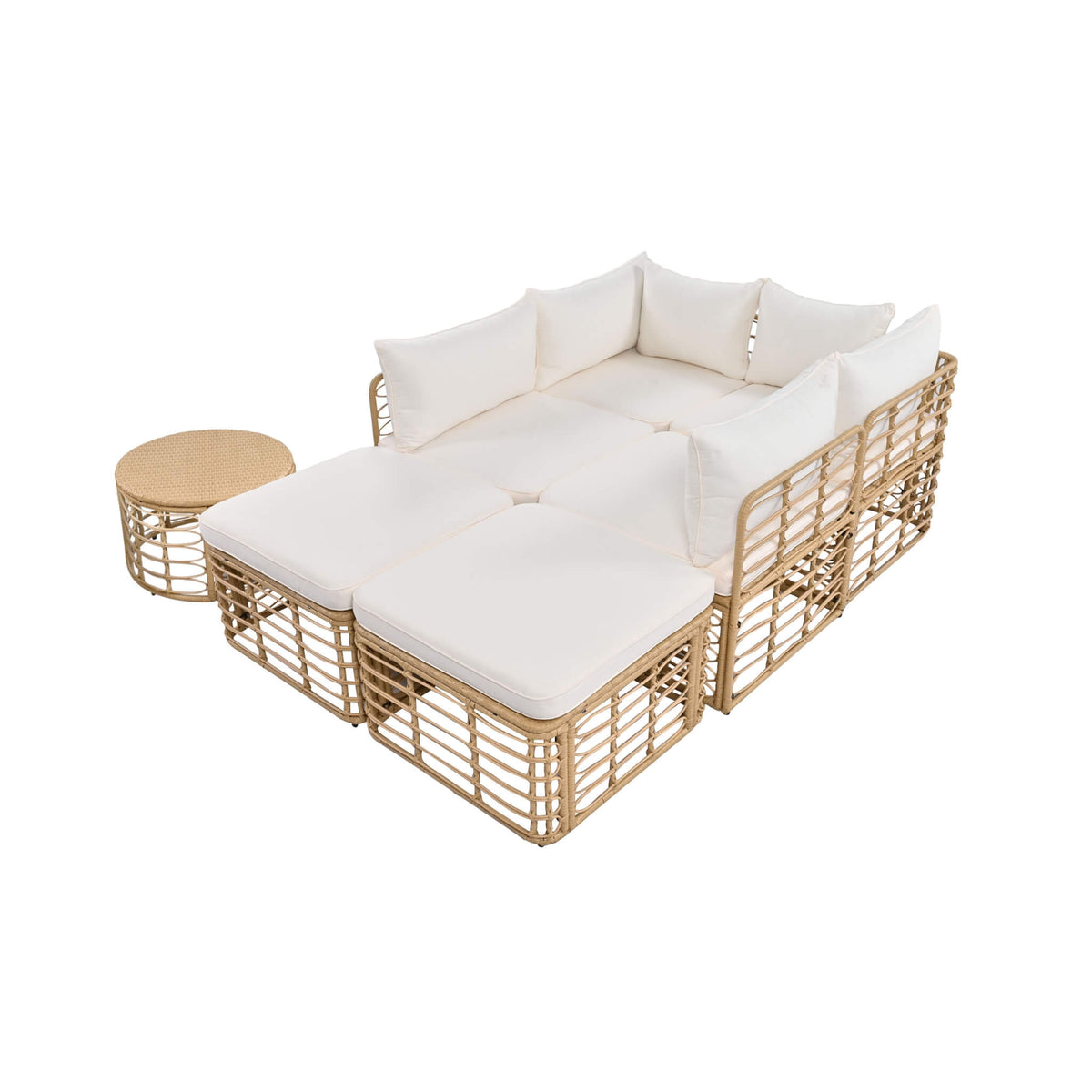 7-Piece Outdoor All-Weather Rattan Patio Sofa Set with Cushions