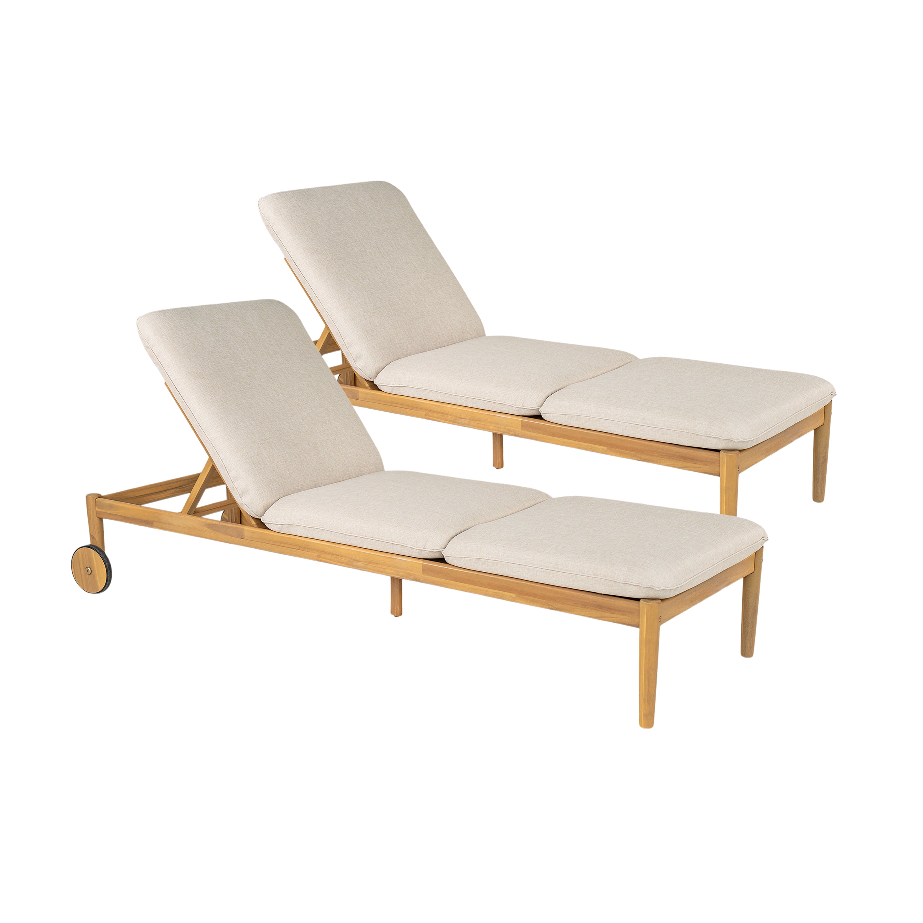 Riviera Acacia Wood Outdoor Chaise Lounge (Set of 2)