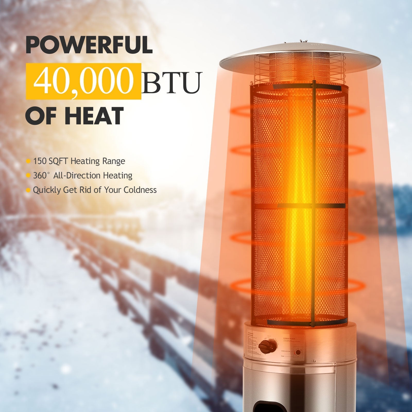 40,000 BTU Ceramic-Glass Tube Patio Heater