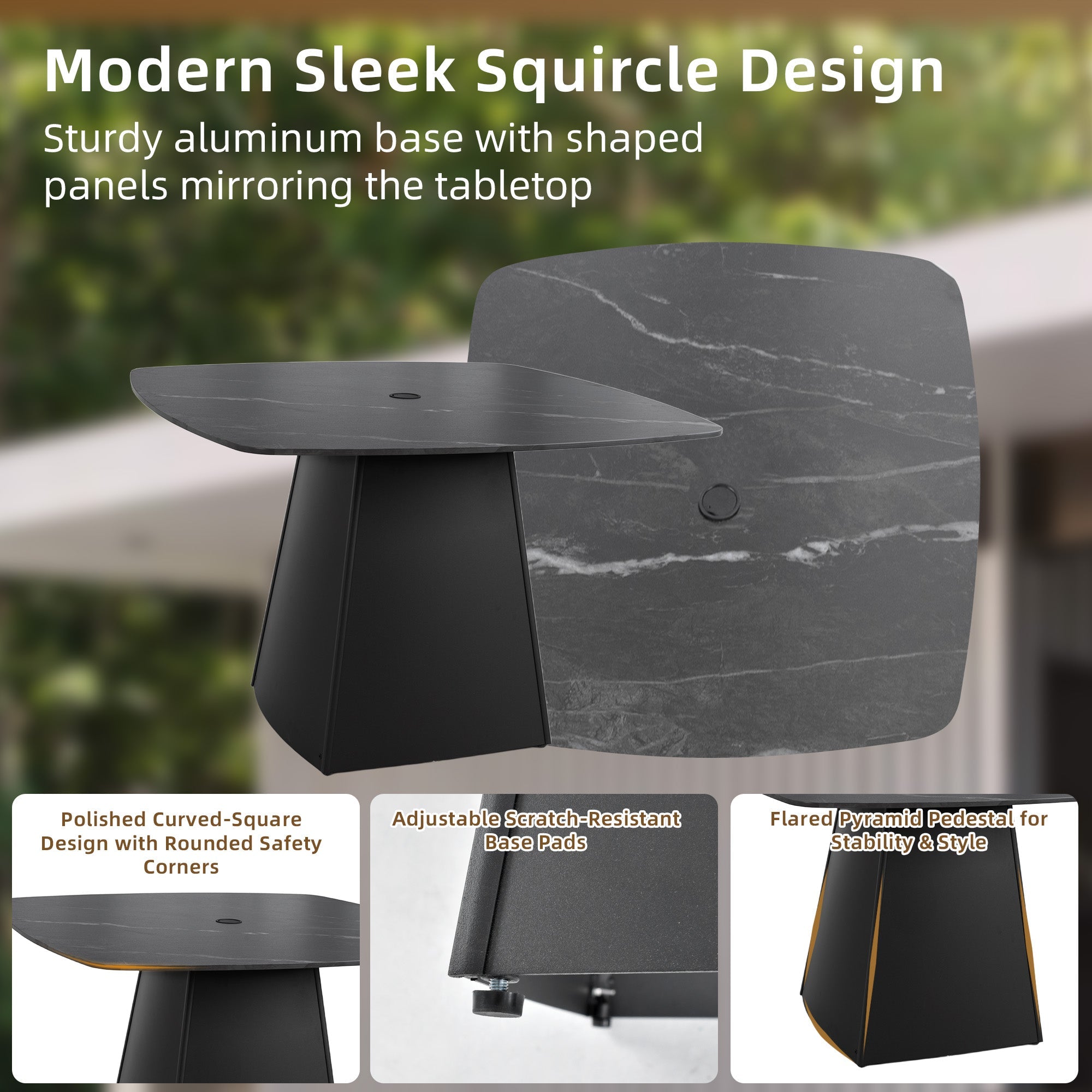5-Piece Sintered Stone Pedestal Patio Dining Set