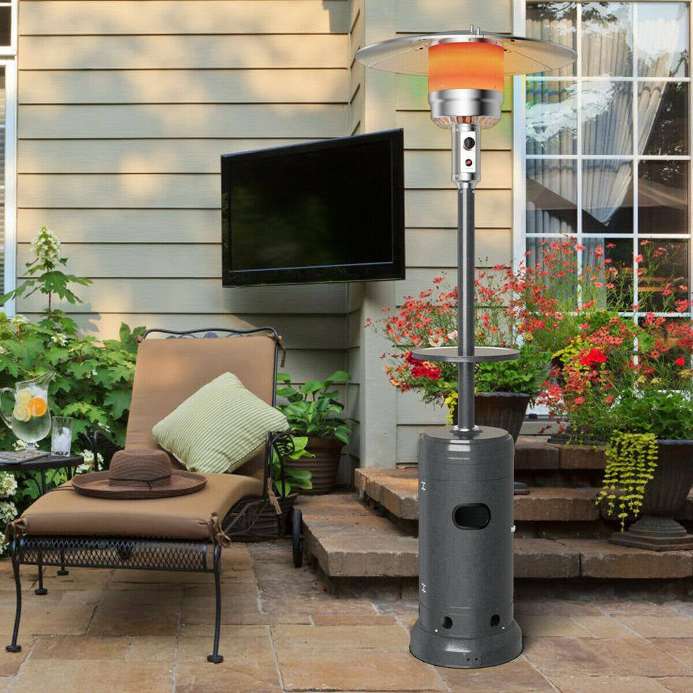87 In. Tall 48,000 BTU Grey Patio Propane Heater with Cover and Table