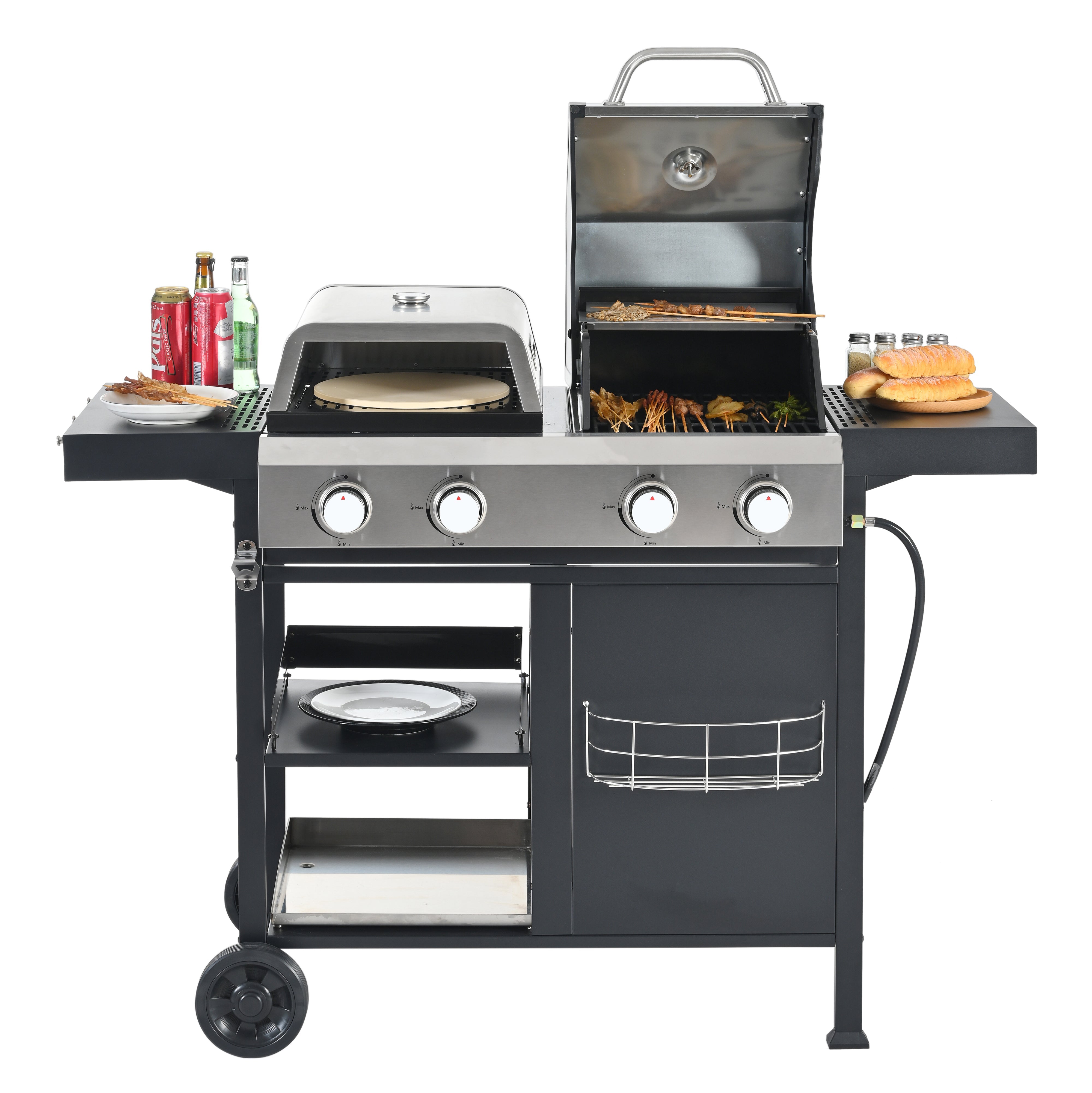 2+2 Multi-Function Gas Grill and Griddle Combo with Cover