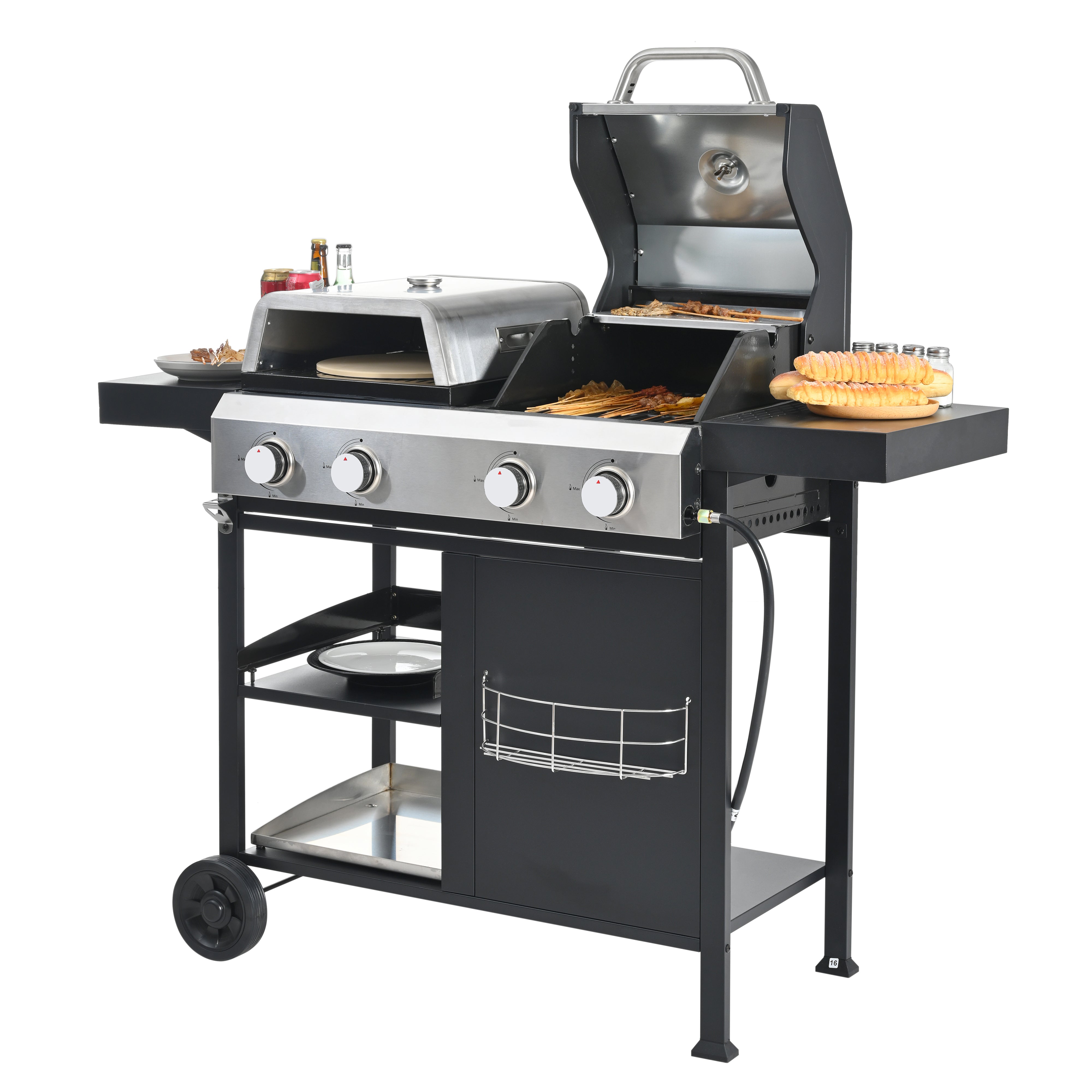 2+2 Multi-Function Gas Grill and Griddle Combo with Cover