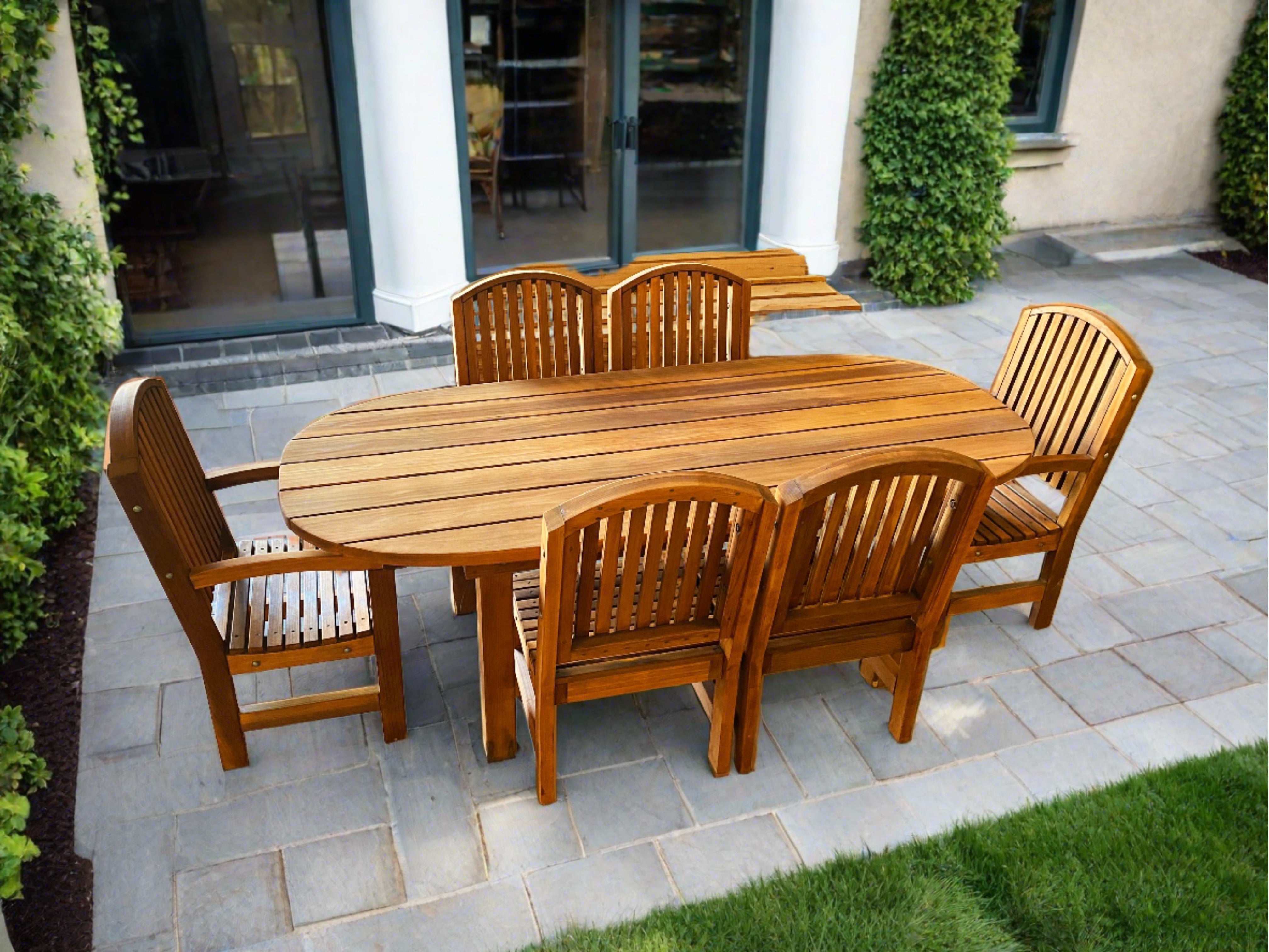 Oval Redwood Dining Table