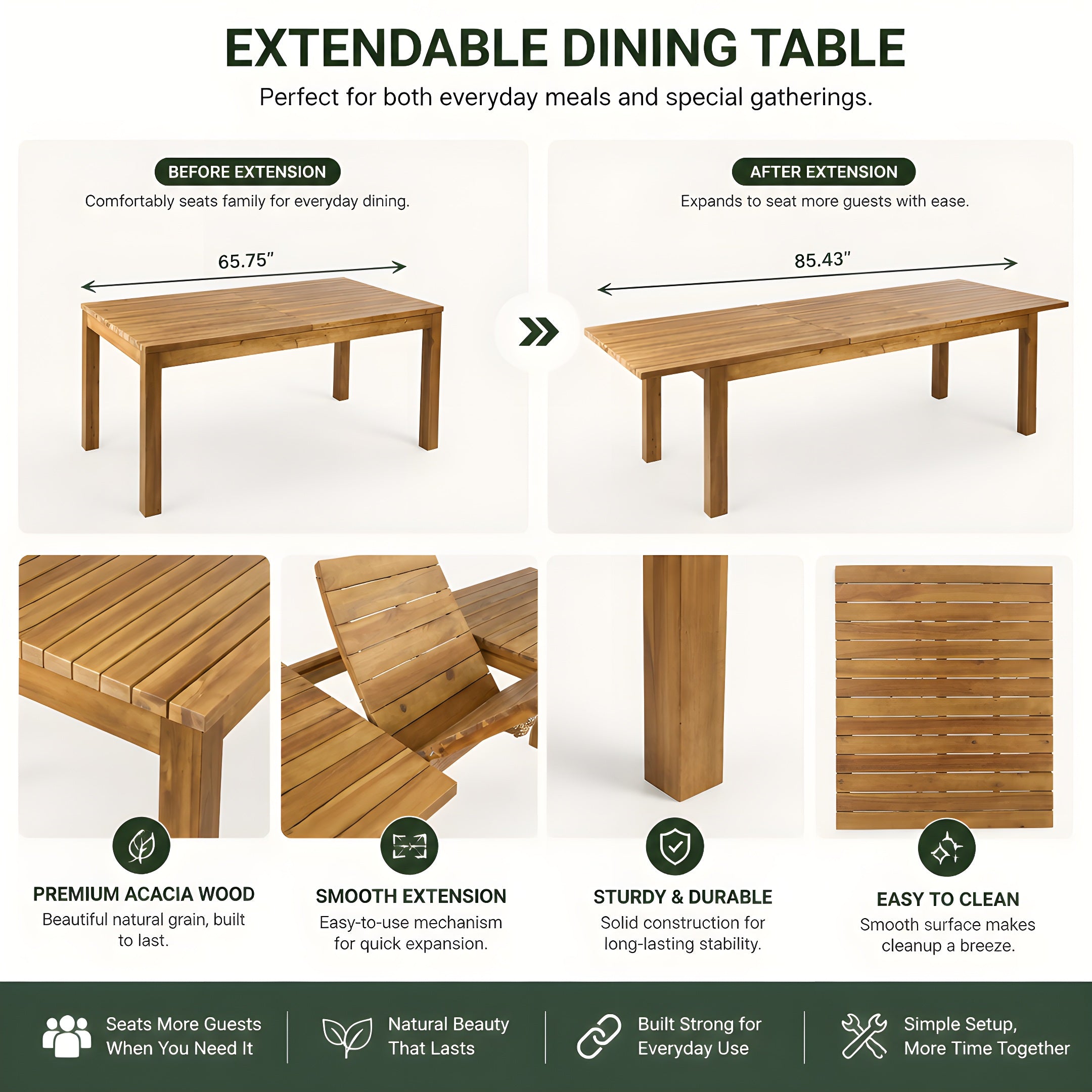 7-Piece Acacia Wood Outdoor Dining Set