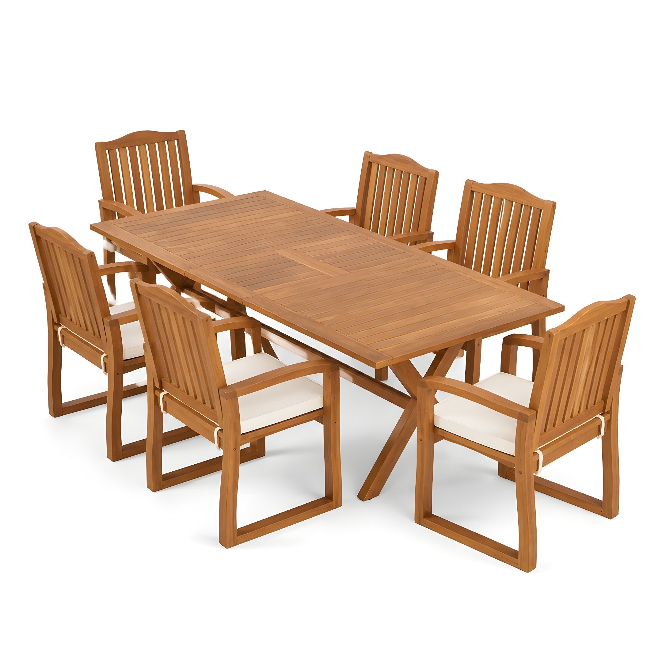 7-Piece Acacia Wood Outdoor Dining Set with Cushions
