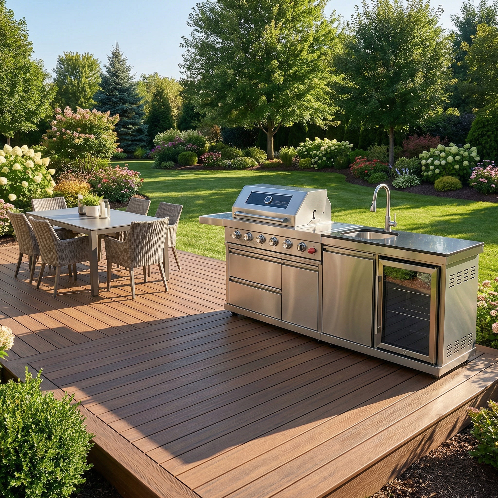 84-Inch Deluxe Stainless Steel Outdoor Kitchen Barbecue Island Grill