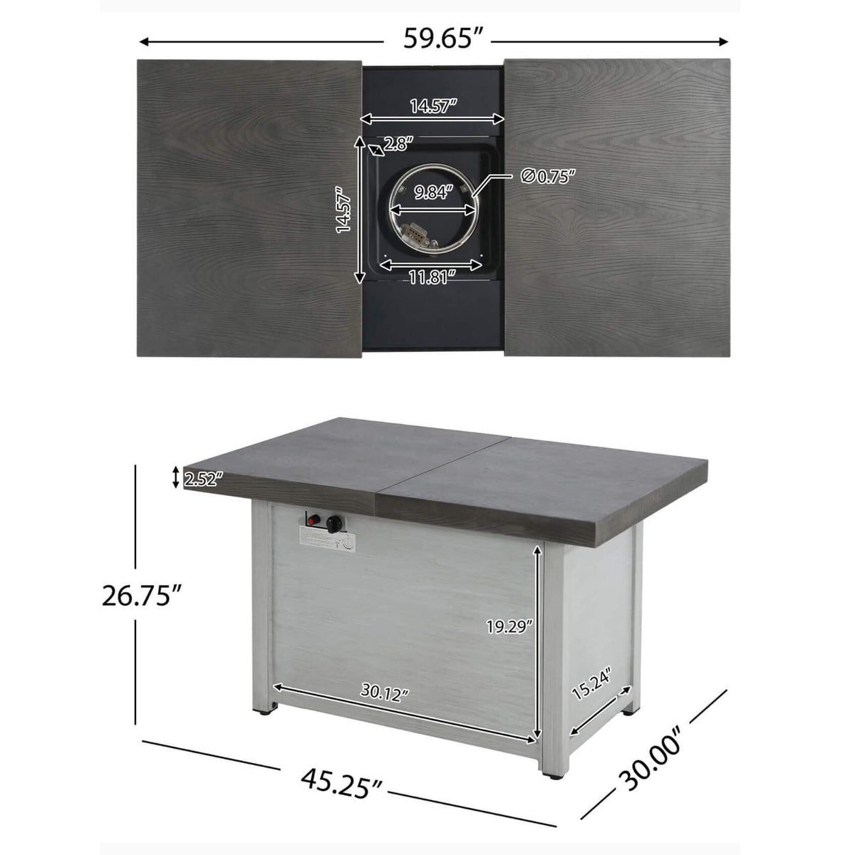 Alora Premium 50,000 BTU Rectangle Outdoor Aluminum Fire Pit Table