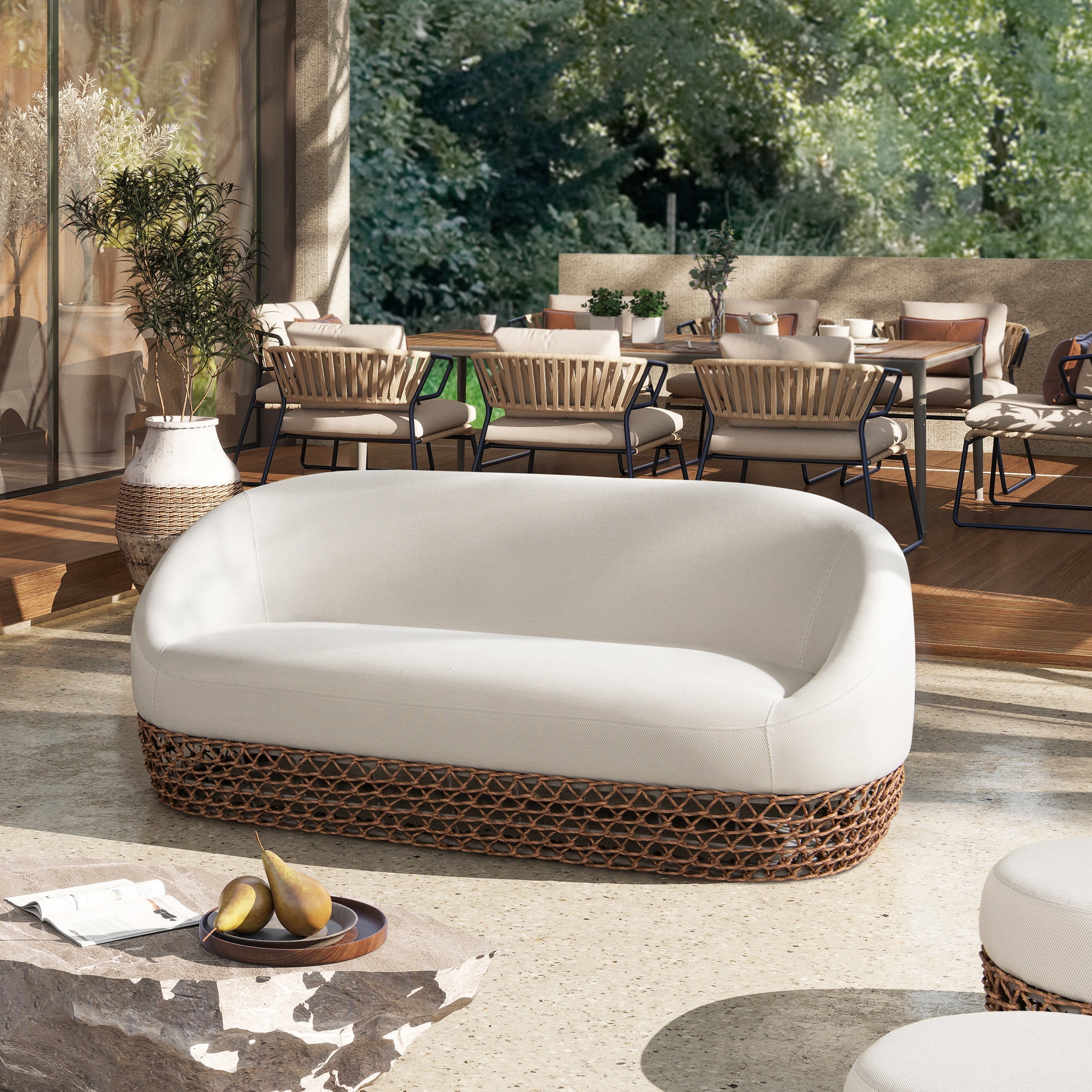 Willow 71" Woven Patio Deep Seating Sofa
