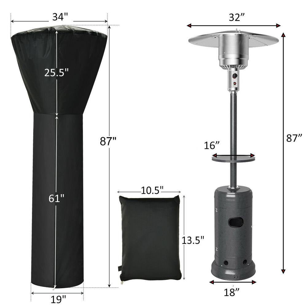 87 In. Tall 48,000 BTU Grey Patio Propane Heater with Cover and Table