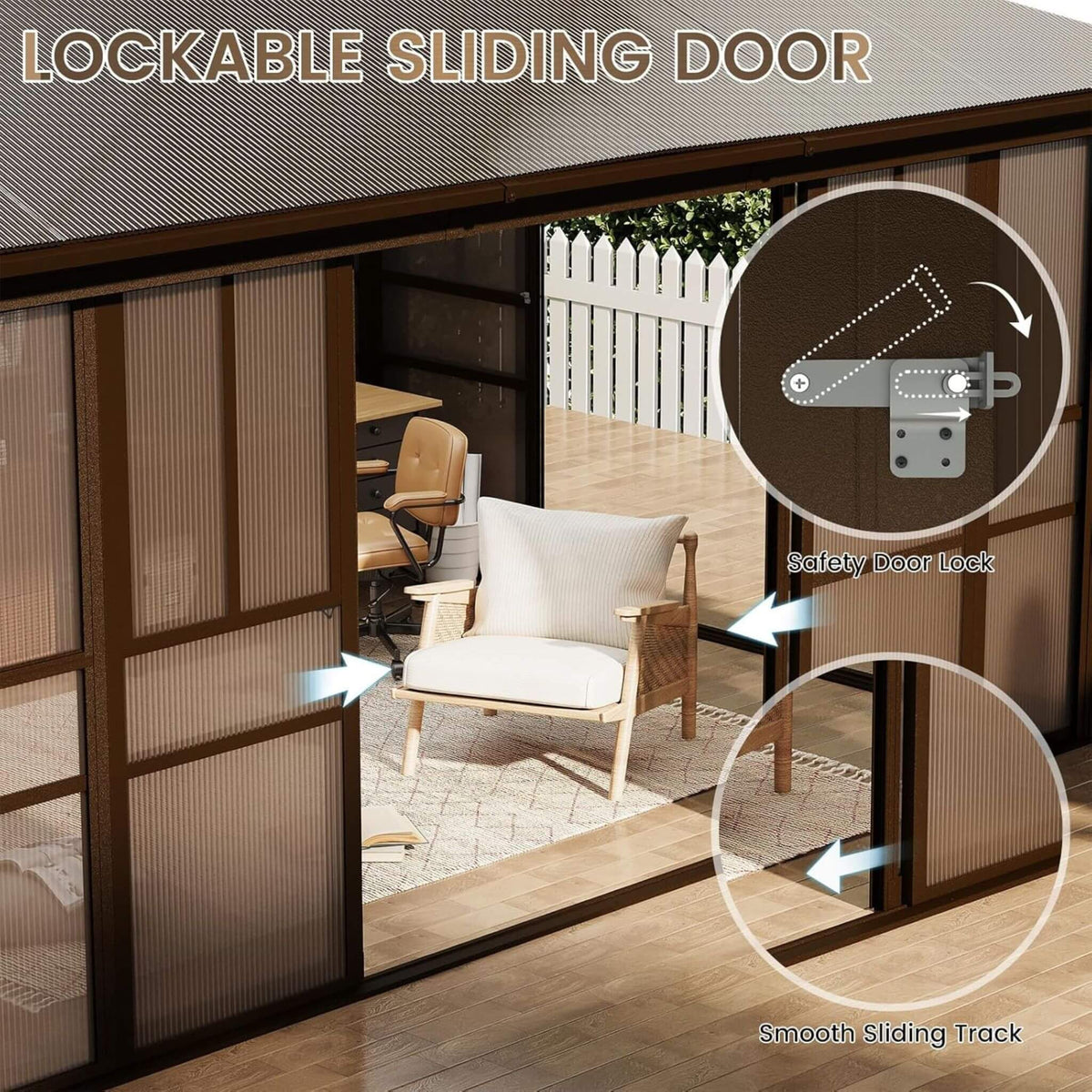 Heavy-Duty Aluminum Frame Backyard Solarium with Polycarbonate Roof & Adjustable Panels