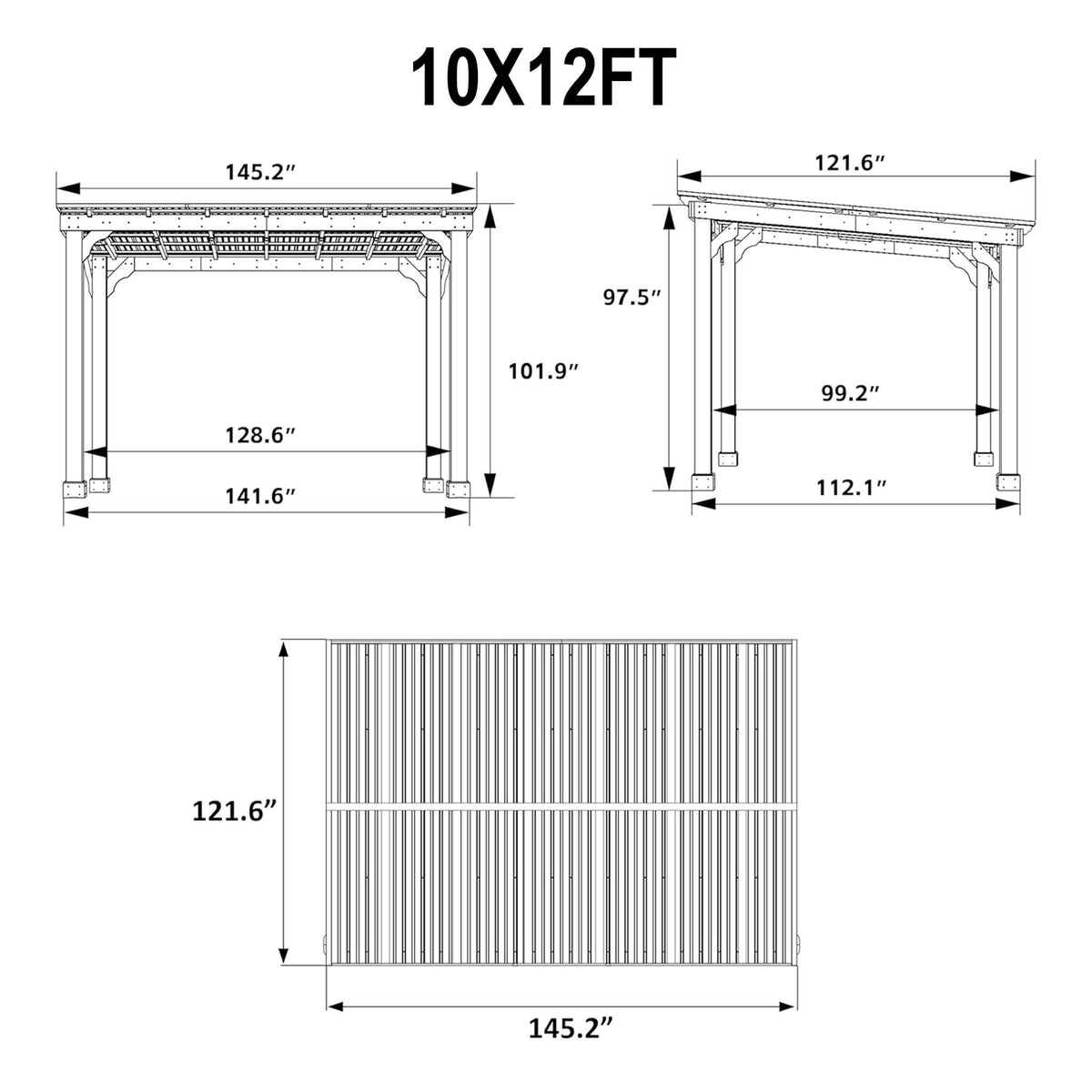 Heavy-Duty Wooden Grill Gazebo with Sloped Metal Roof