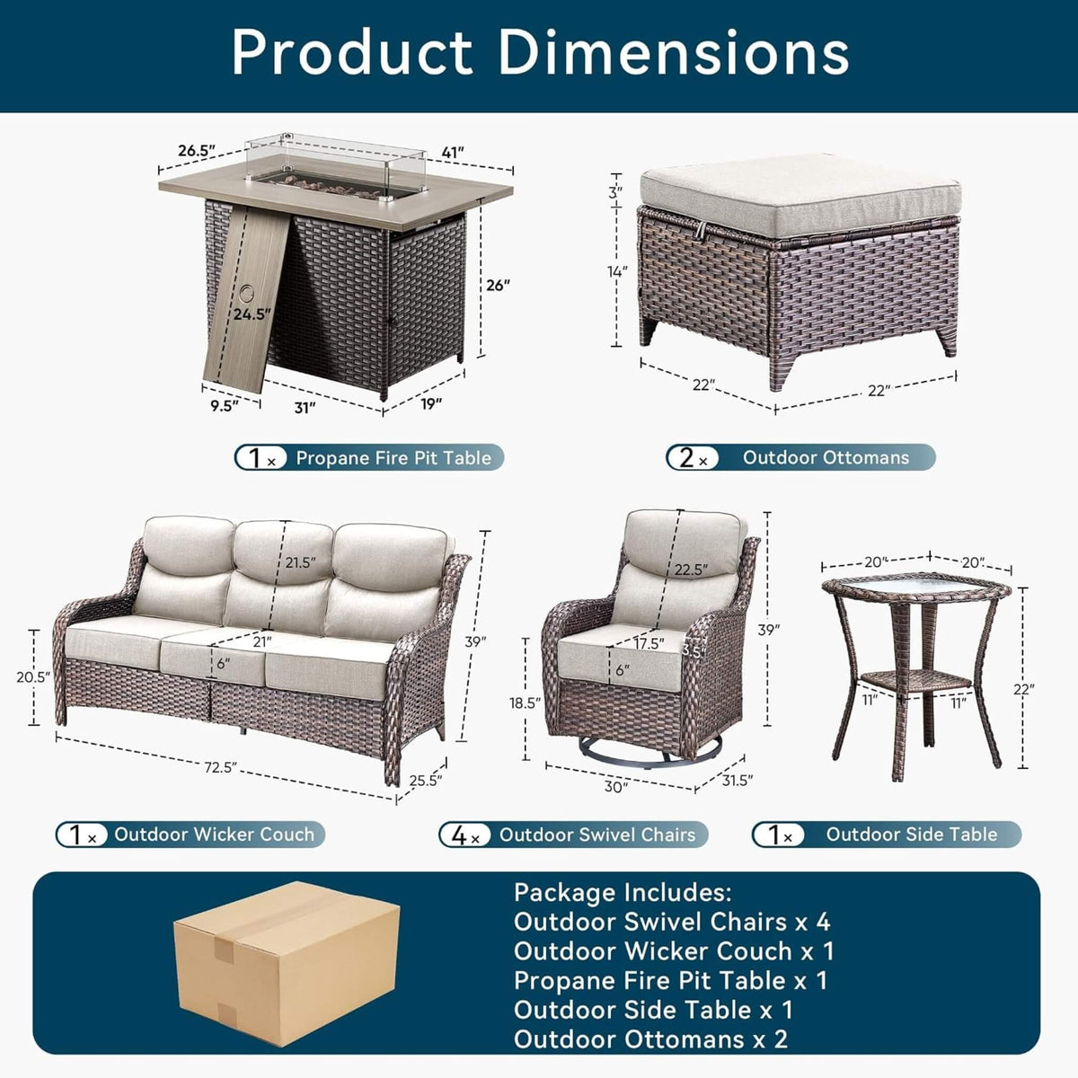 Alora Luxury 10-Piece All-Weather Outdoor Patio Furniture Set with Fire Pit Table