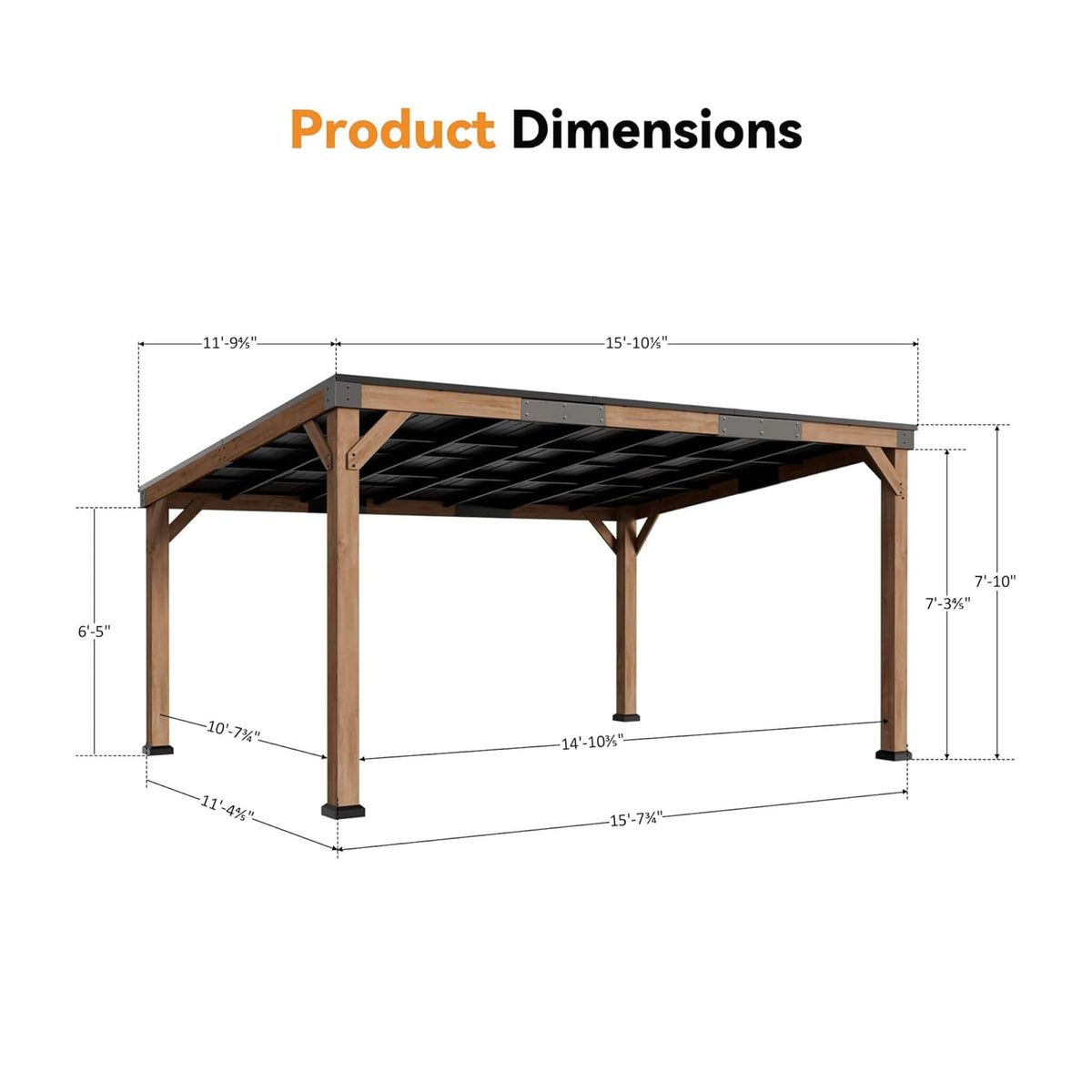 Luxury Modern Cedar Gazebo with Sloped Hardtop Roof