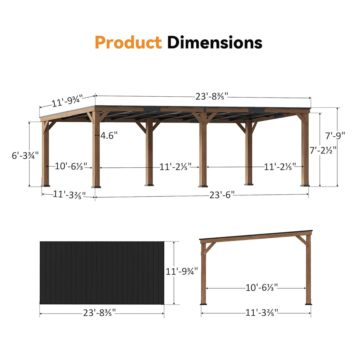Luxury Modern Cedar Gazebo with Sloped Hardtop Roof