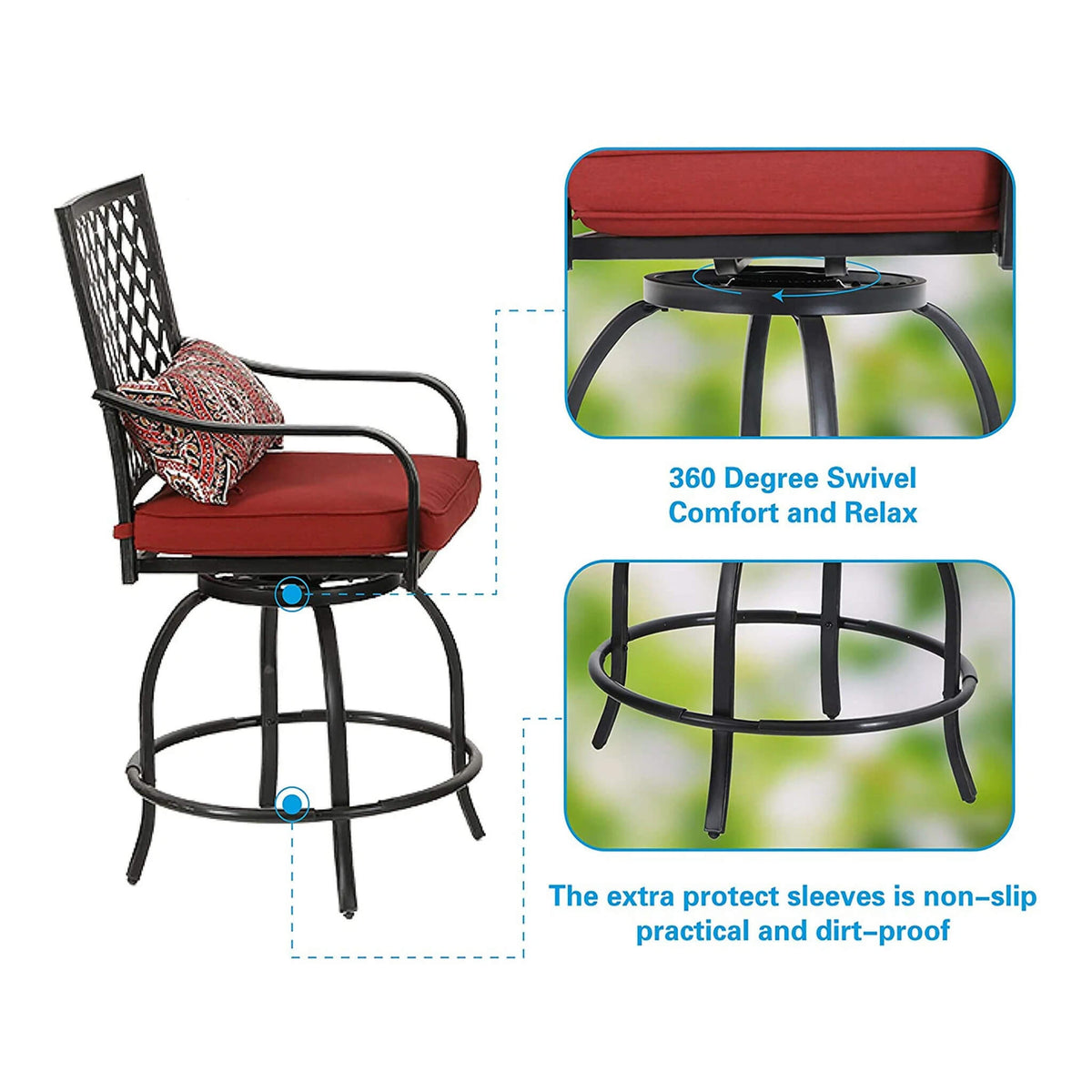 6-Piece Bar Height Patio Furniture Set with Swivel Chairs & Cushions