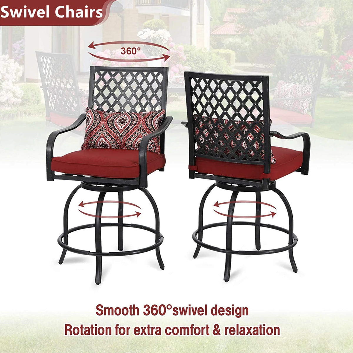6-Piece Bar Height Patio Furniture Set with Swivel Chairs & Cushions