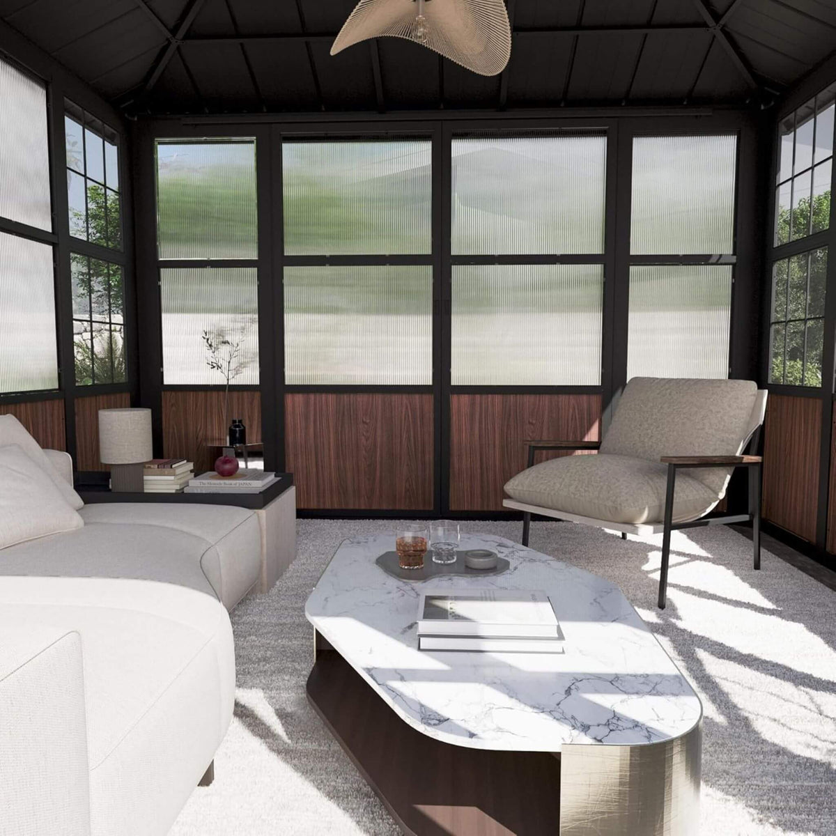 Premium Hardtop Aluminum Sunroom Solarium with TV Mount & Sliding Doors