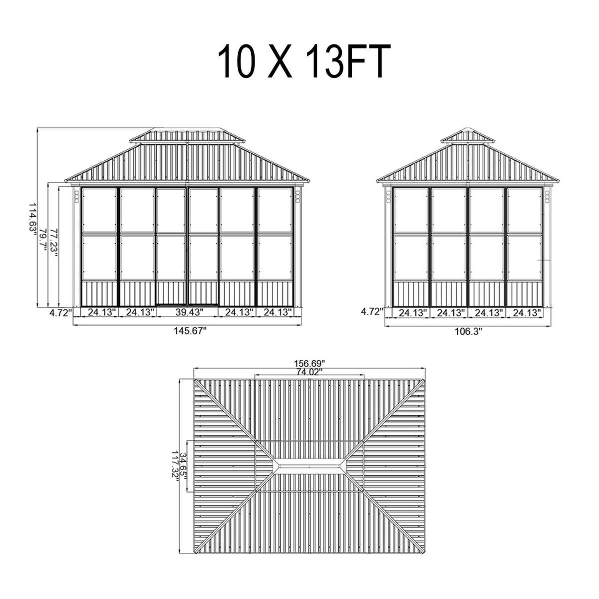 Premium Hardtop Double-Top Outdoor Patio Solarium Sunroom